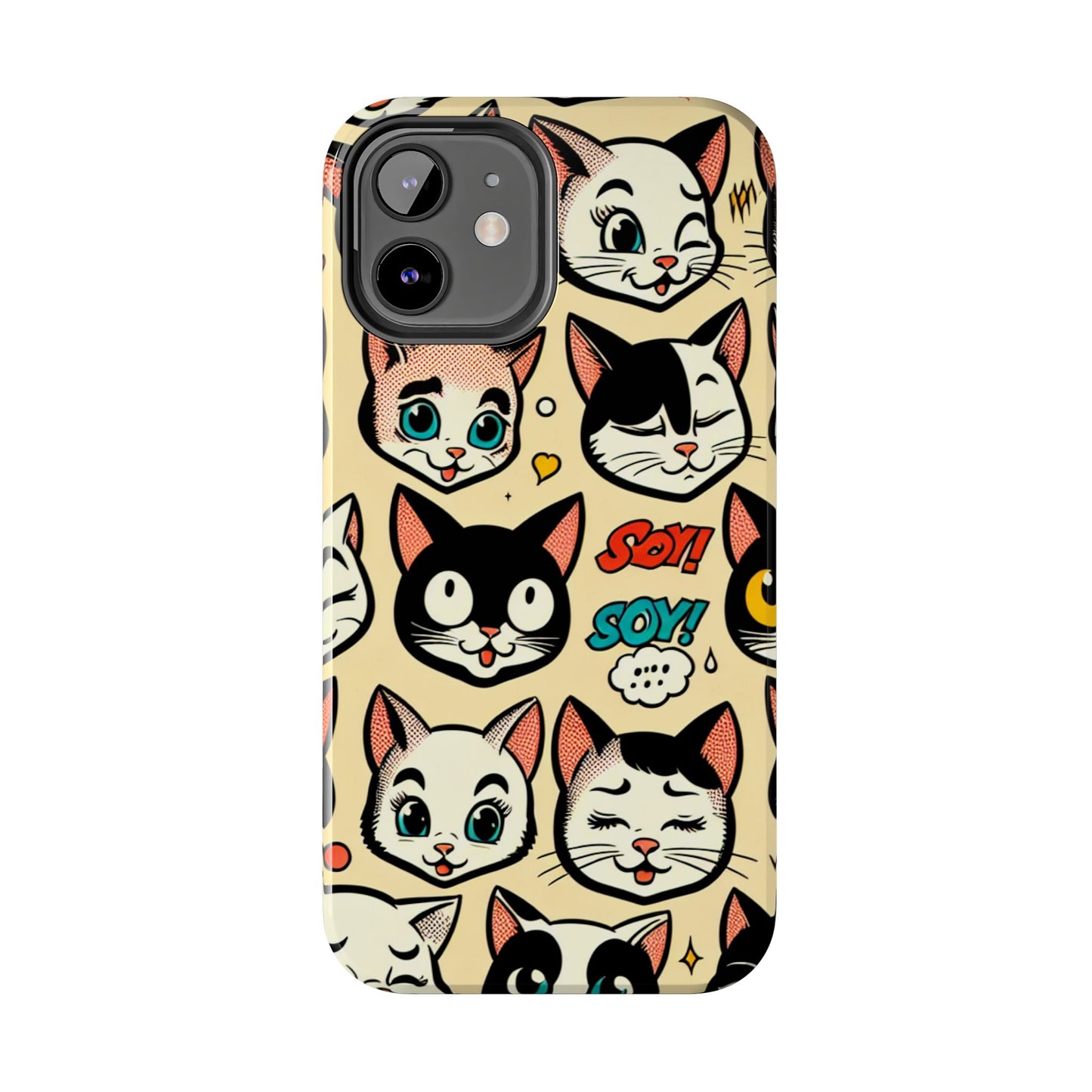 Playful Cat-Themed Tough Phone Case - Pet Pattern - for iPhone
