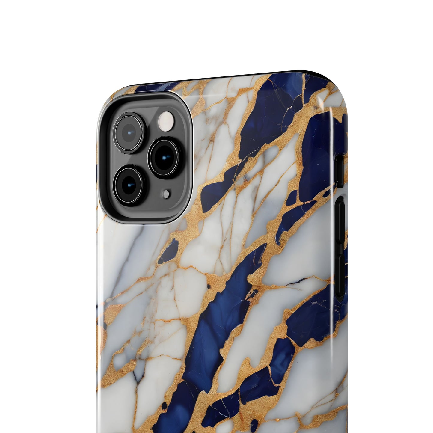 Stunning Marble Tough Phone Case - Elegant Blue & Gold Design Stylish Protection - for iPhone