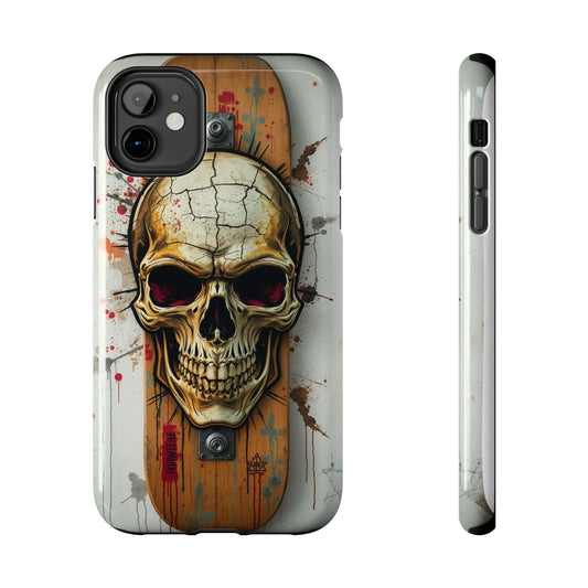 Edgy Skull Tough Phone Case - Durable Protection for Skateboard Enthusiasts