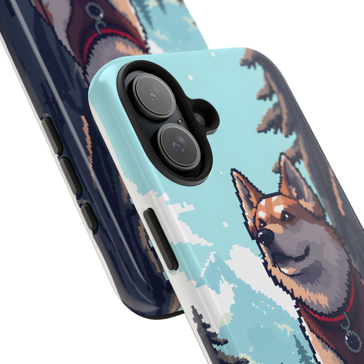 Retro Dog Adventure Tough Phone Case - Pixel Art Shiba Inu Design - for iPhone