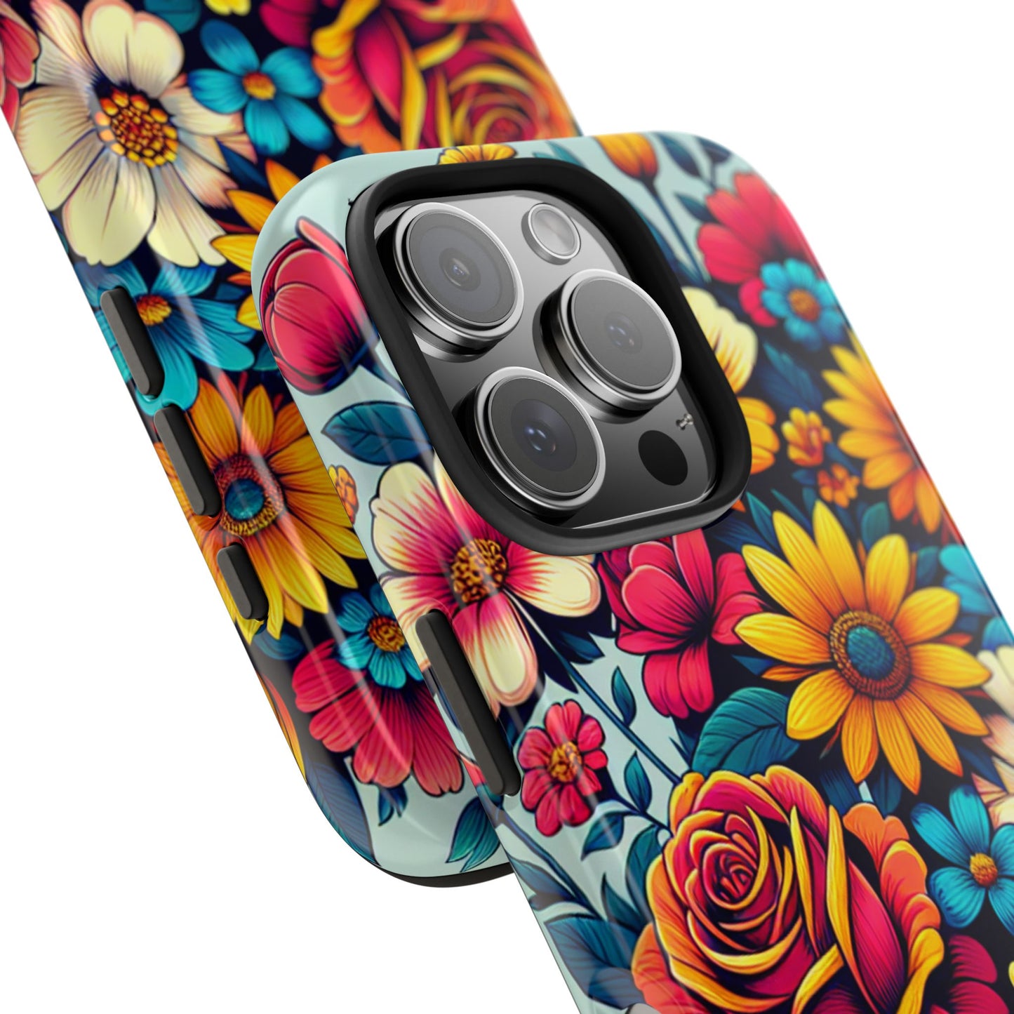 Vibrant Floral Tough Phone Case - Colorful Flower Design - for iPhone