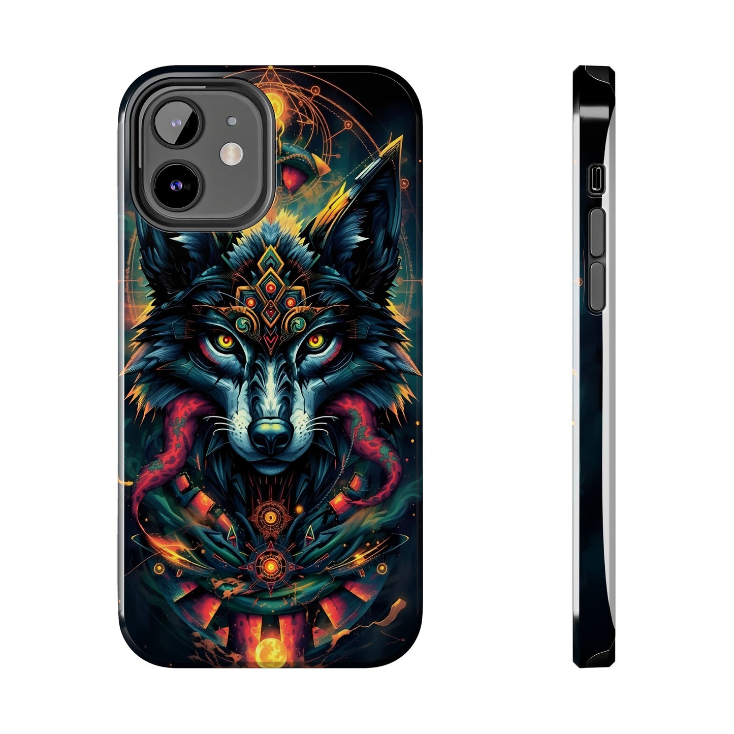 Vibrant Mystical Wolf Art Tough Phone Case - Durable & Unique Design for Animal Lovers - for iPhone