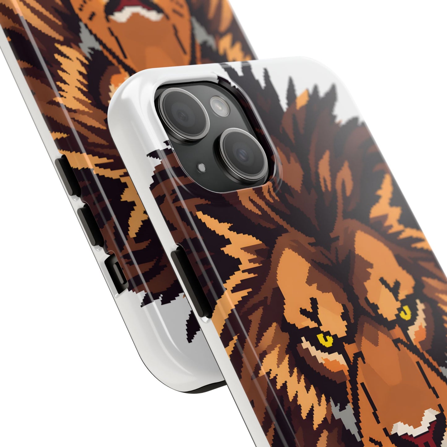 Fierce Pixelated Lion Tough Phone Case - Durable Design for Animal Lovers - for iPhone