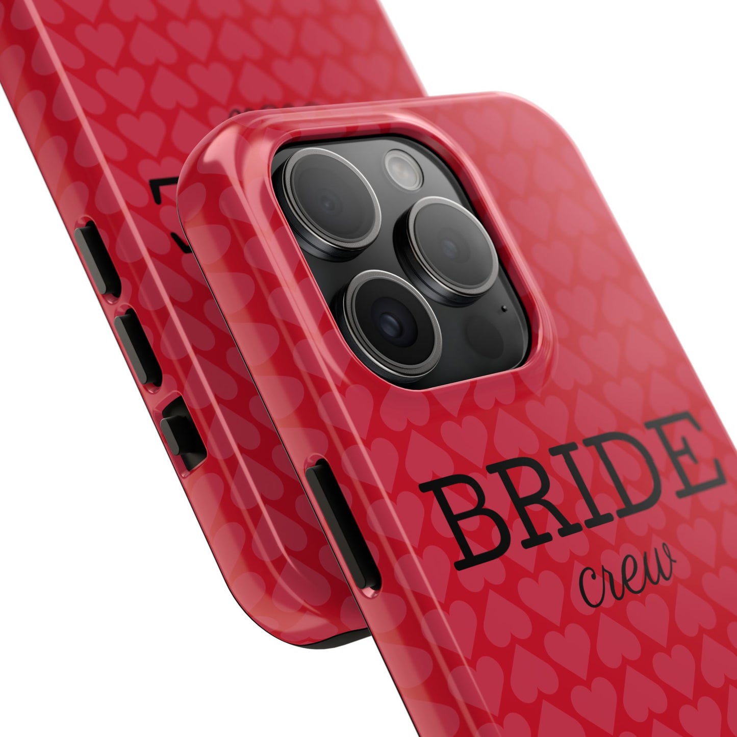 Bride Crew Tough Phone Case – Stylish Red Heart Design for Wedding Parties - for iPhone
