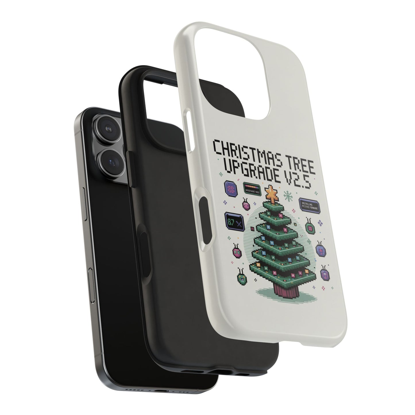 Christmas Tree Upgrade Tough iPhone Case - Pixel Art Design