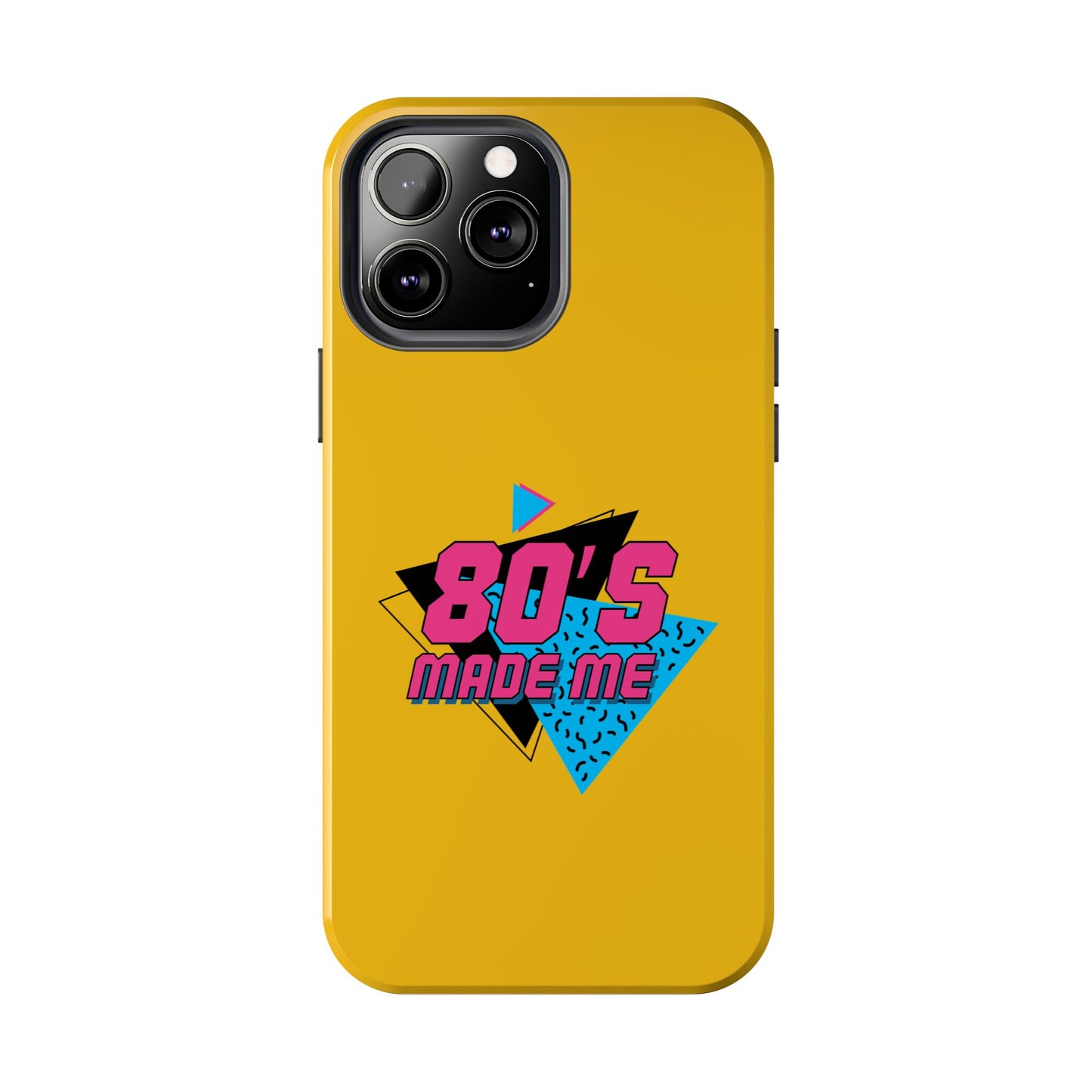 80's Made Me Tough Phone Case - Retro Yellow Silicone Cover - for iPhone