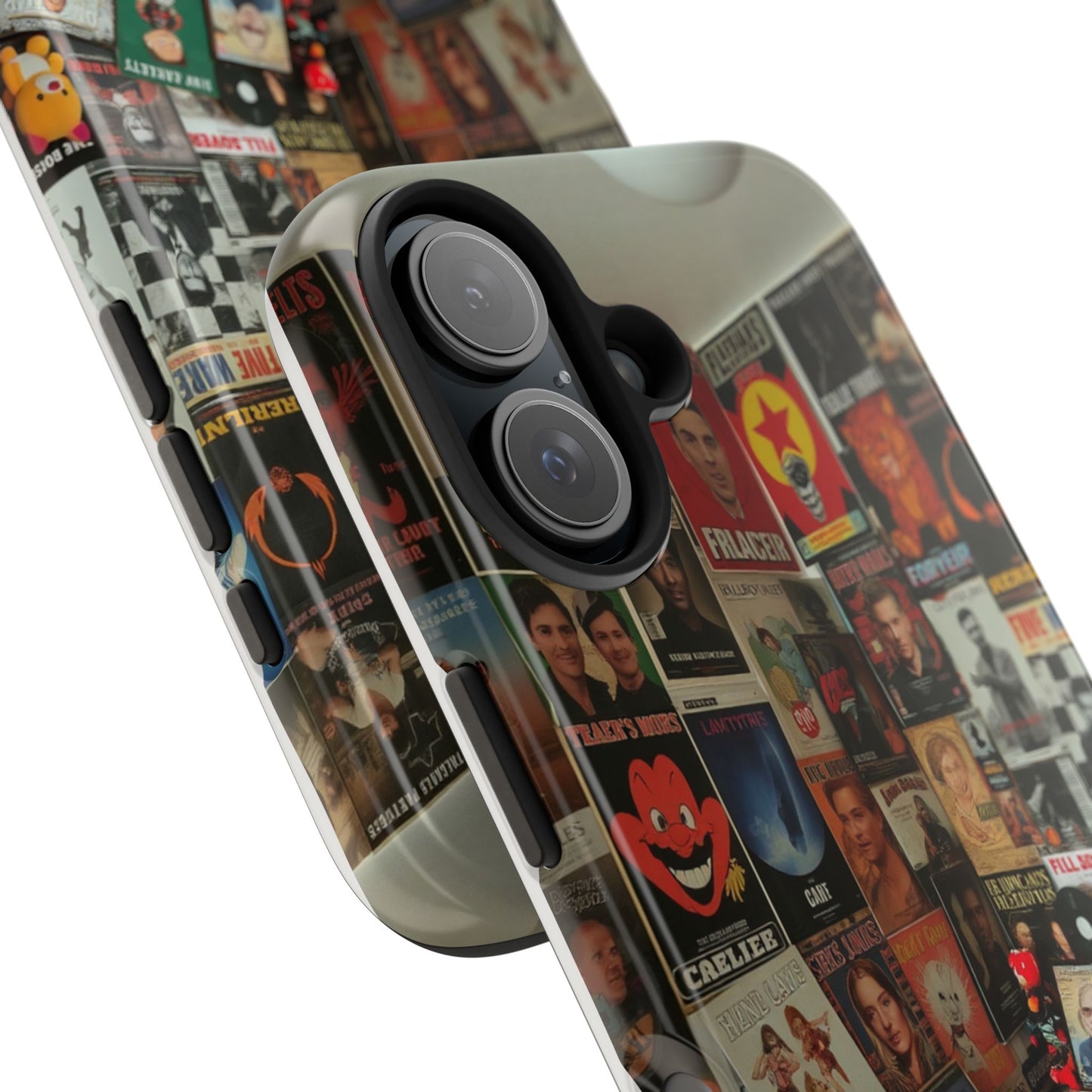Retro Vibe Tough Phone Case - Vintage Movie Posters & Plush Toys Design