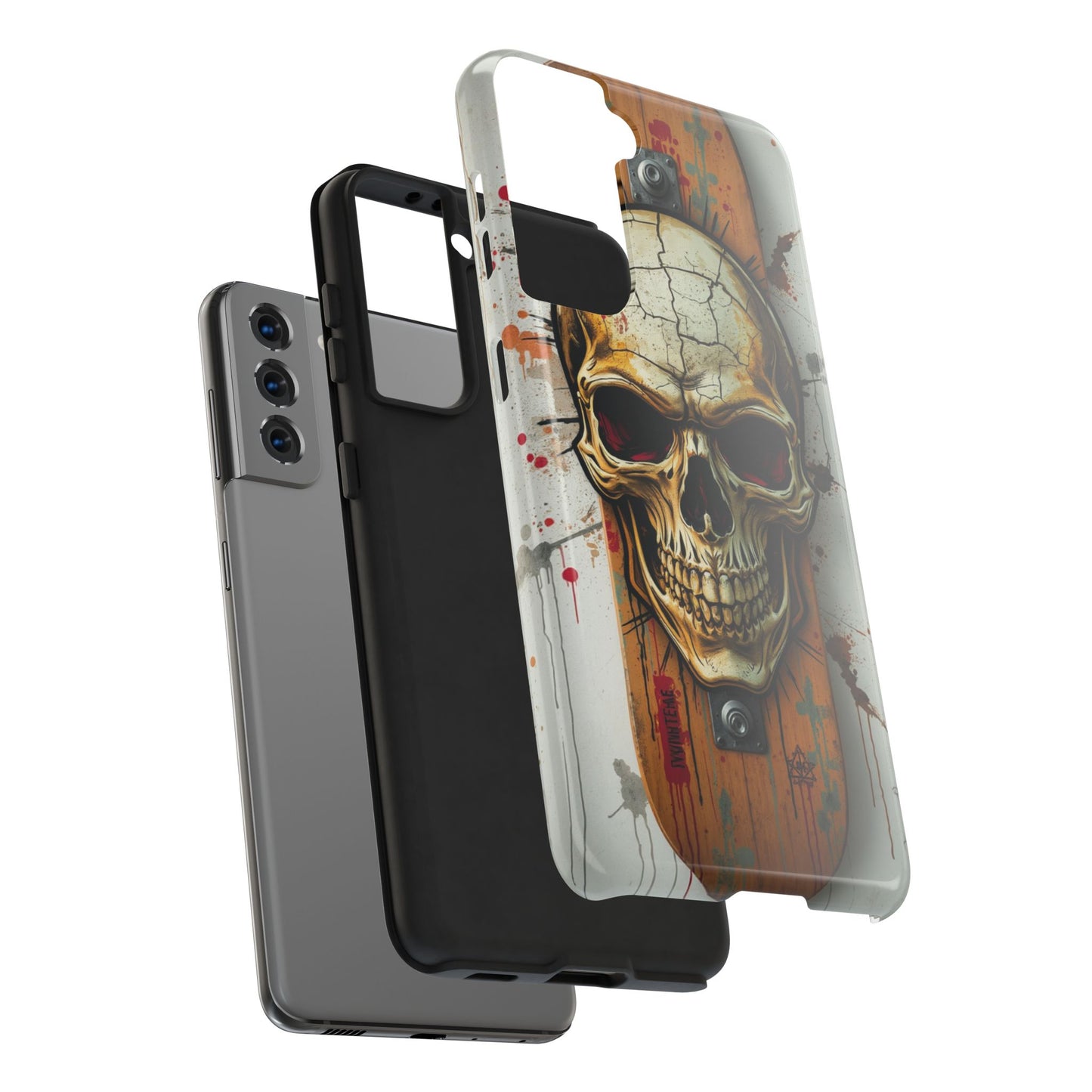Edgy Skull Tough Phone Case - Durable Protection for Skateboard Enthusiasts