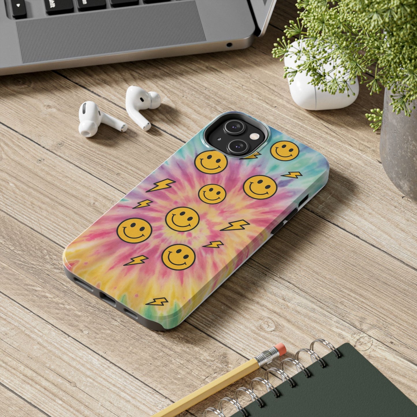 Colorful Smiley Lightning Tough Phone Case - Fun & Durable