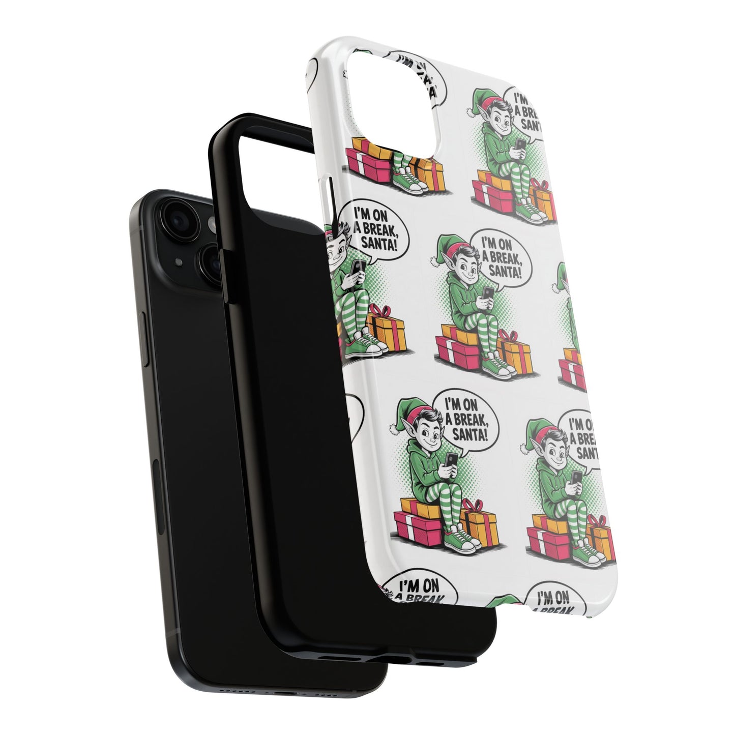 Christmas Elf Tough Phone Case - I'm on a Break, Santa Pattern!