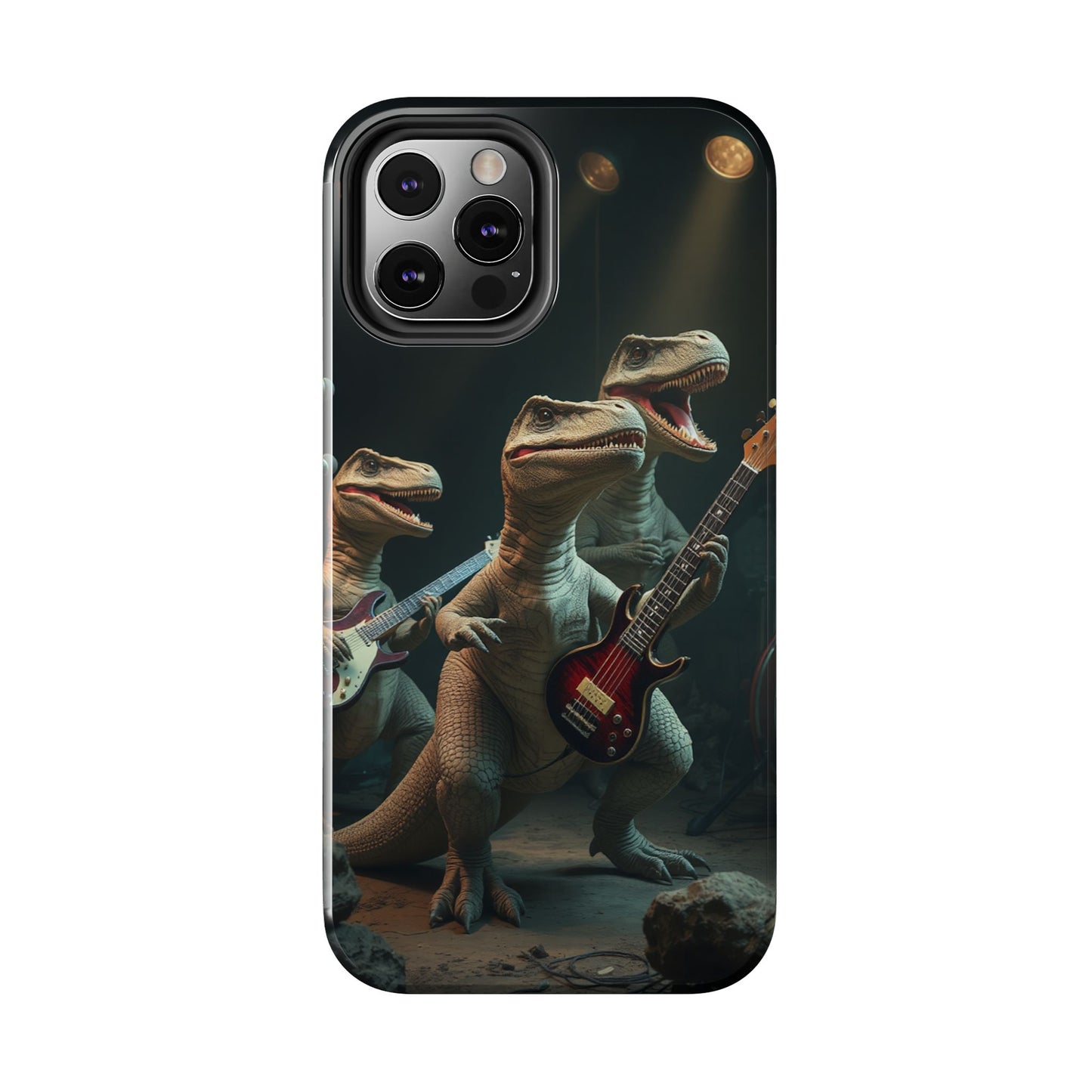 Rockin' Dinosaur Tough Phone Cases - Perfect for Music Lovers and Kids!