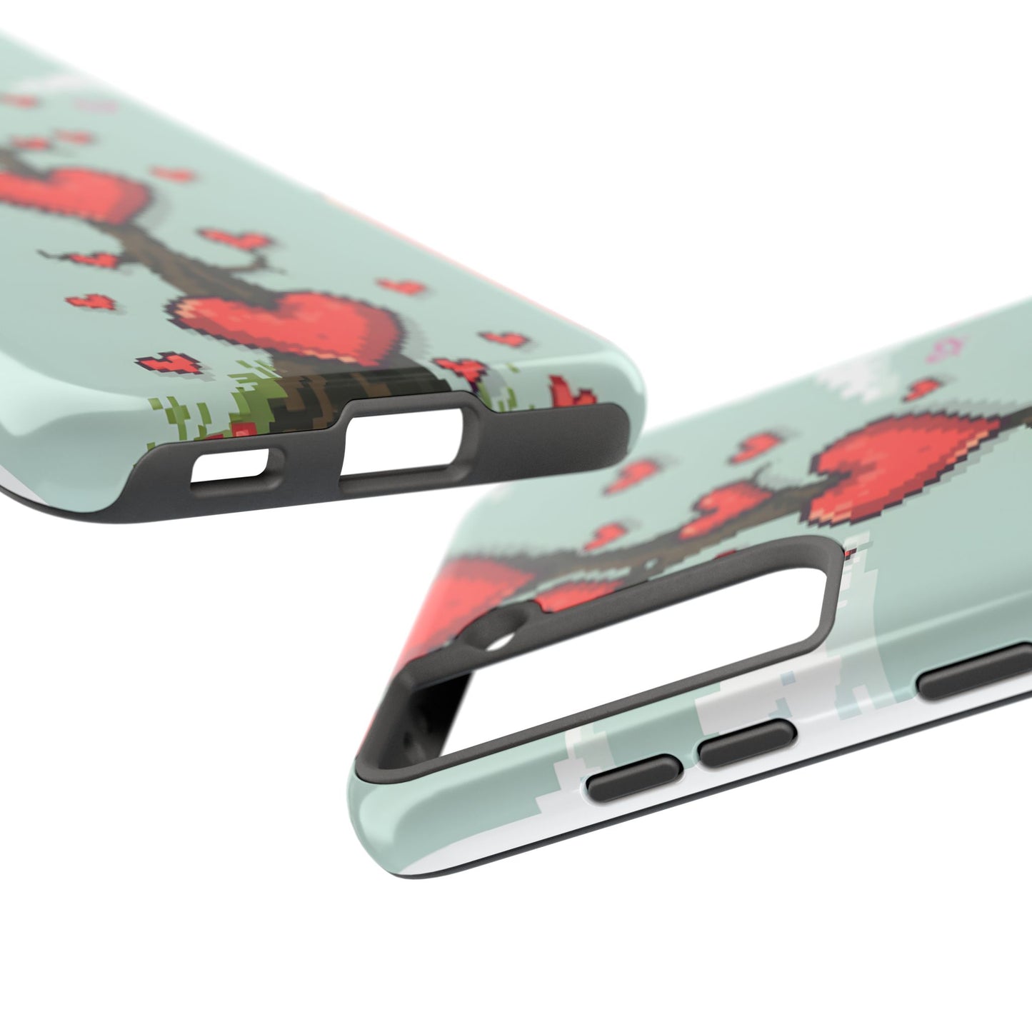 Pixelated Love Hearts Tree | Tough Phone Case - Cute Design - for iPhone
