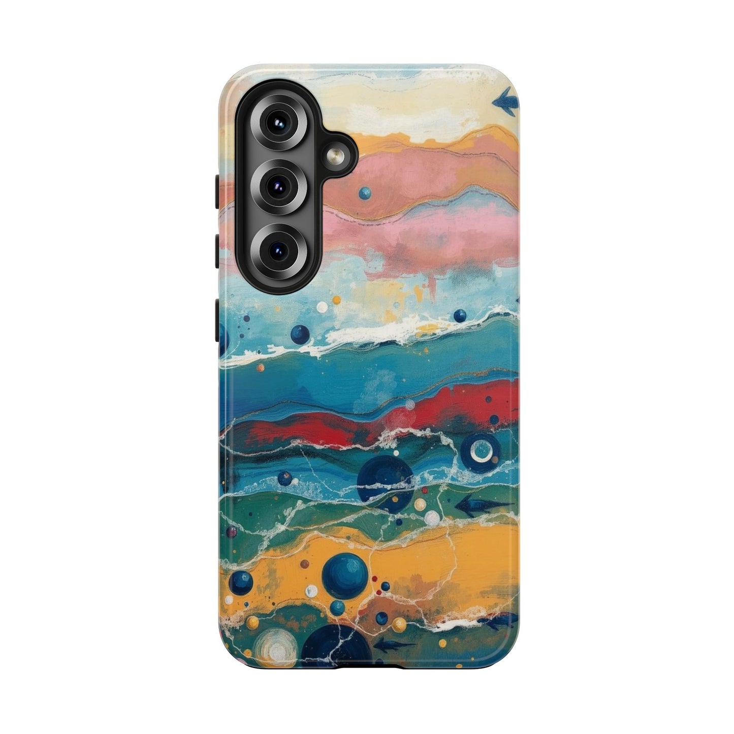 Artistic Tough Phone Case - Vibrant Waves Design for Unique Style