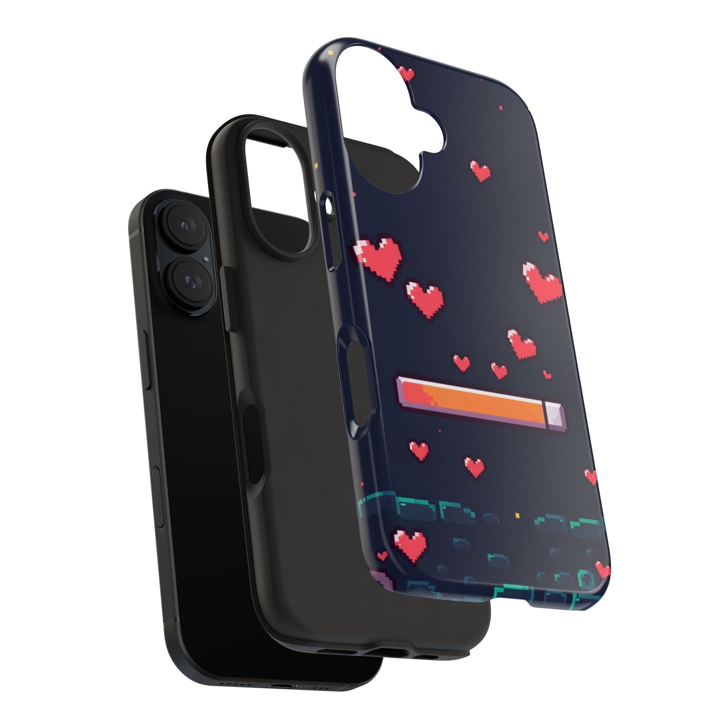 Pixel Heart Tough Phone Case - Retro Gamer Style for Valentine's Day