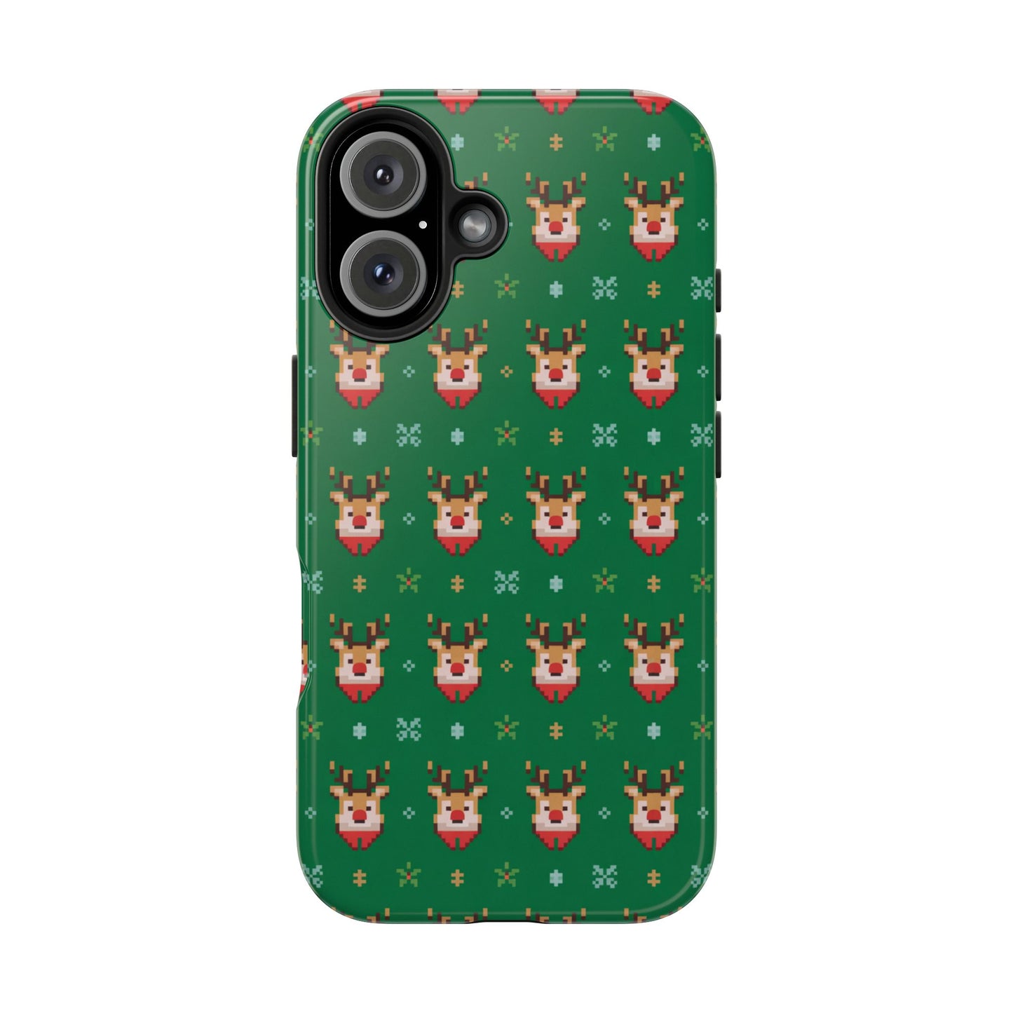 Pixel Art Christmas Rudolf Pattern Phone Case Green