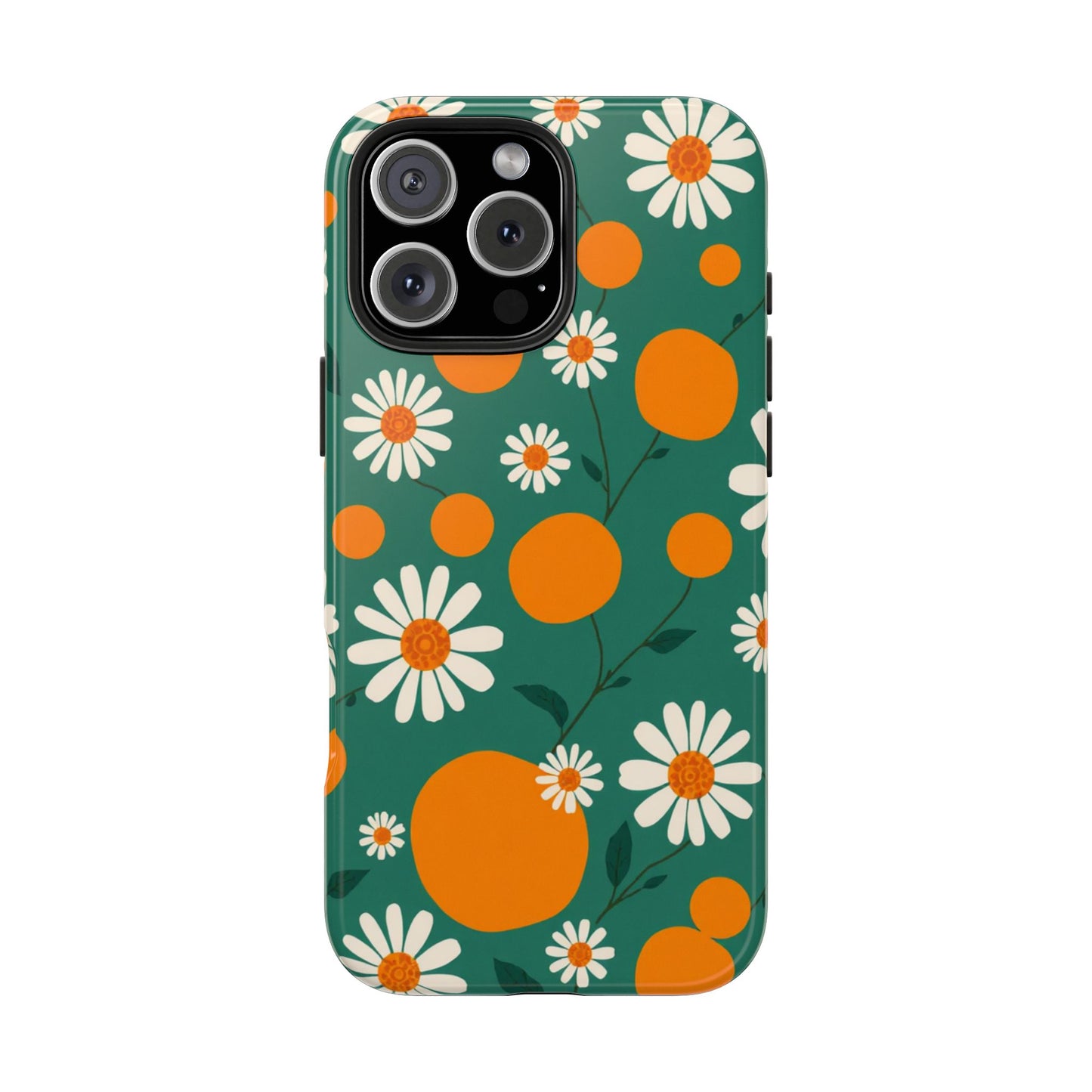 Floral Tough Phone Case - Daisy & Orange Design