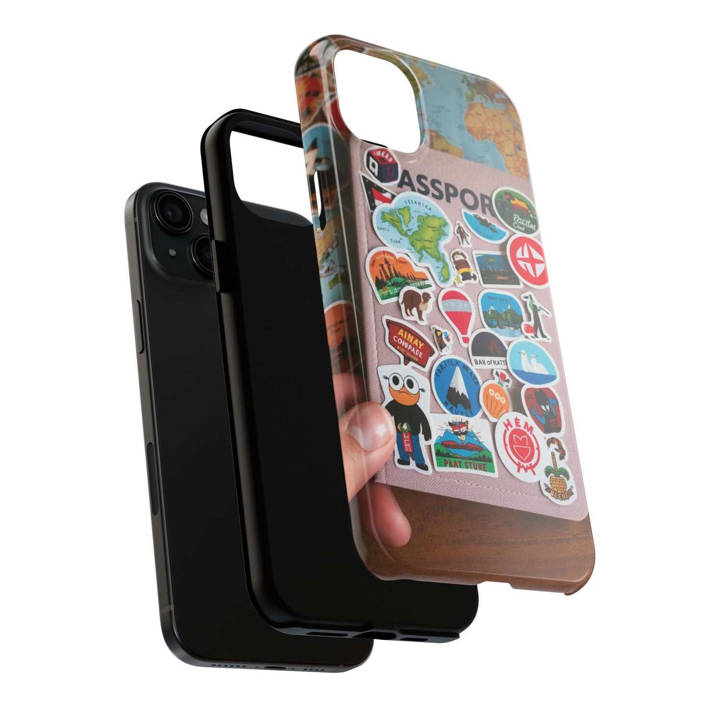 Adventure Stickers Phone Case - Tough Protection for Travel Lovers
