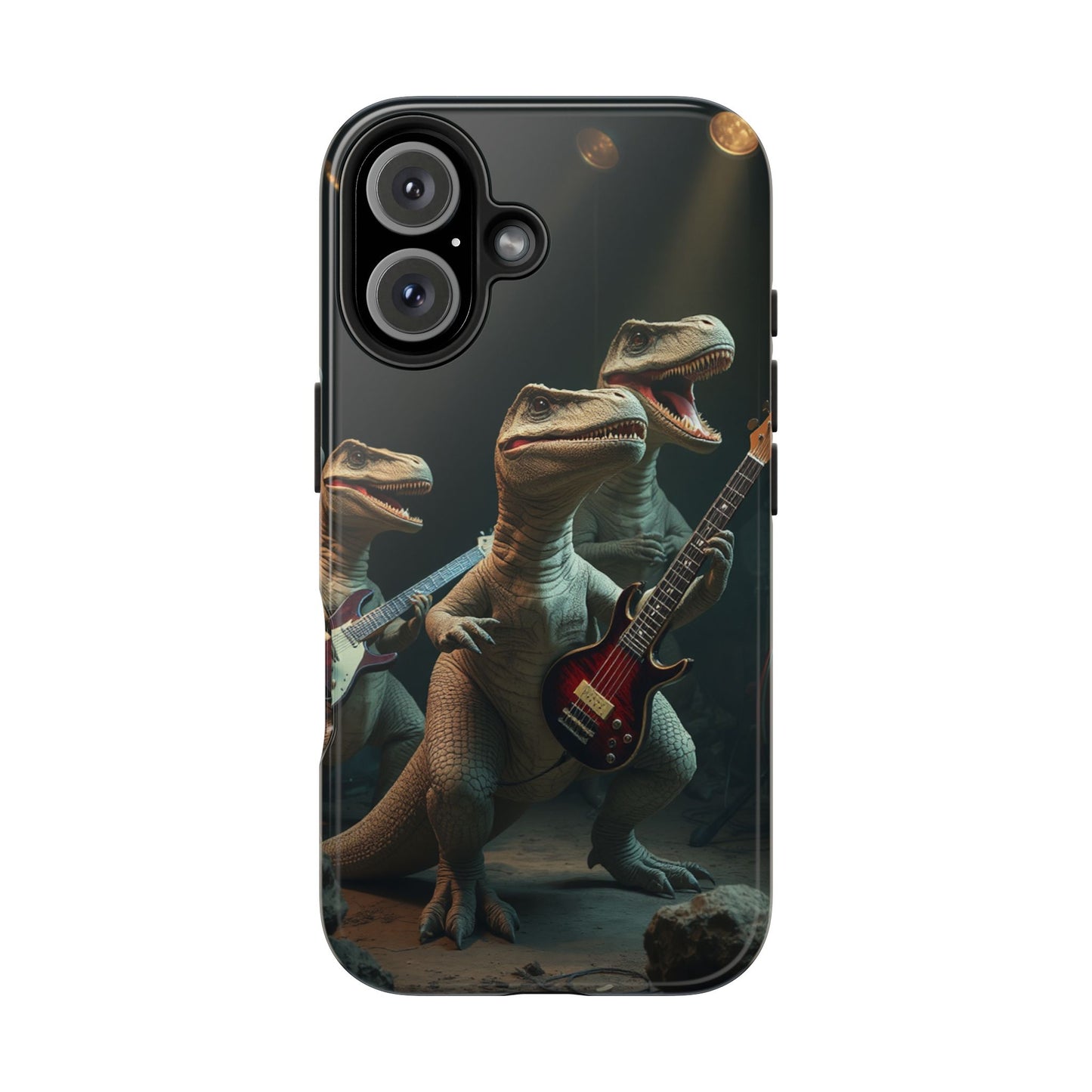 Rockin' Dinosaur Tough Phone Cases - Perfect for Music Lovers and Kids!