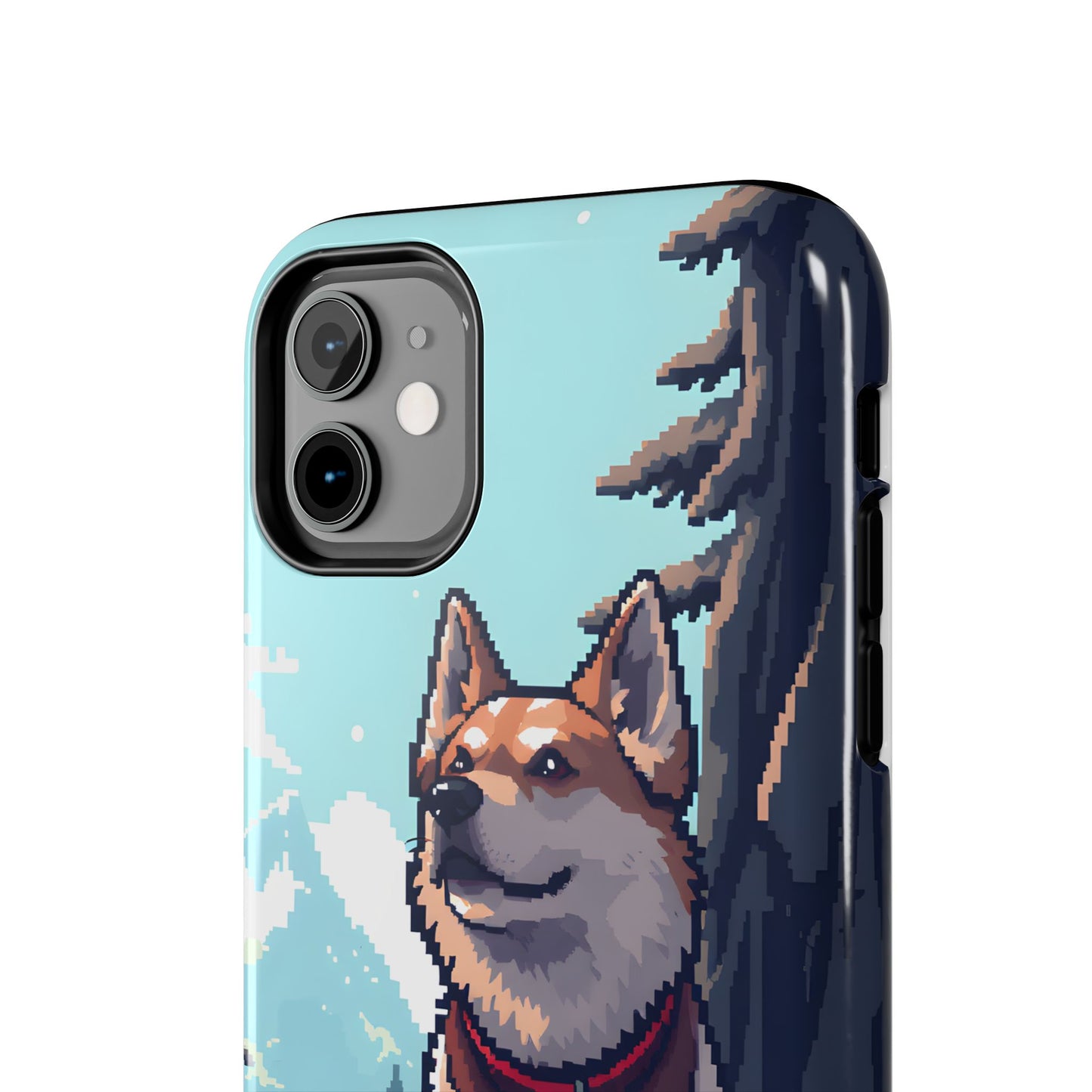 Retro Dog Adventure Tough Phone Case - Pixel Art Shiba Inu Design - for iPhone
