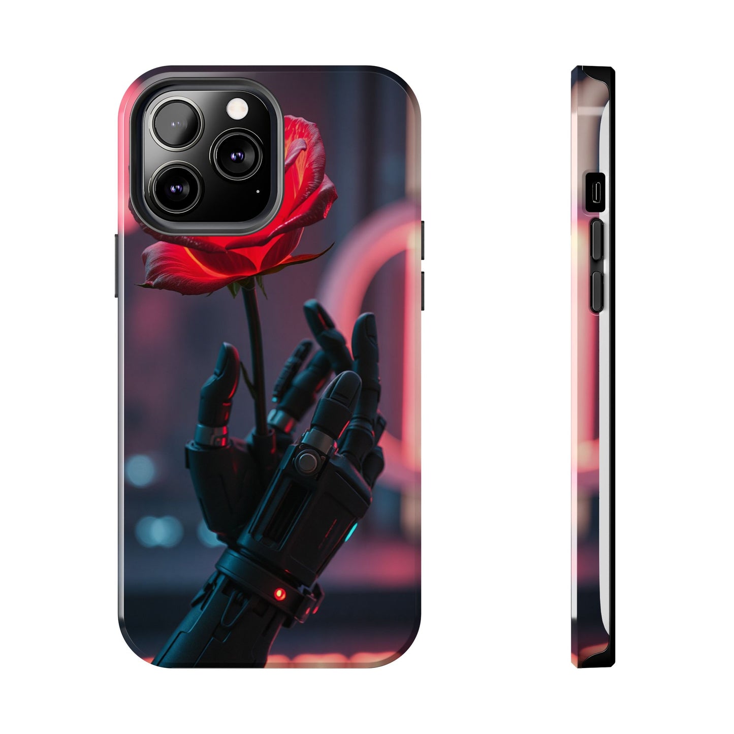 Futuristic Tough Phone Case with Robotic Rose Design | Durable Protection