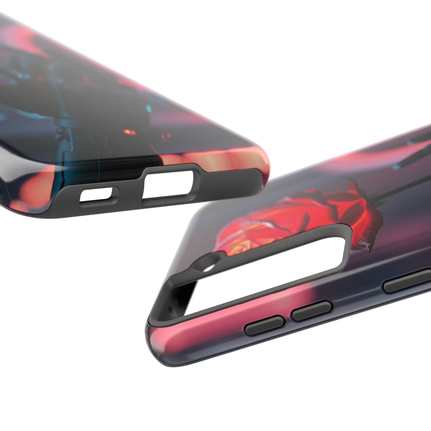 Futuristic Tough Phone Case with Robotic Rose Design | Durable Protection