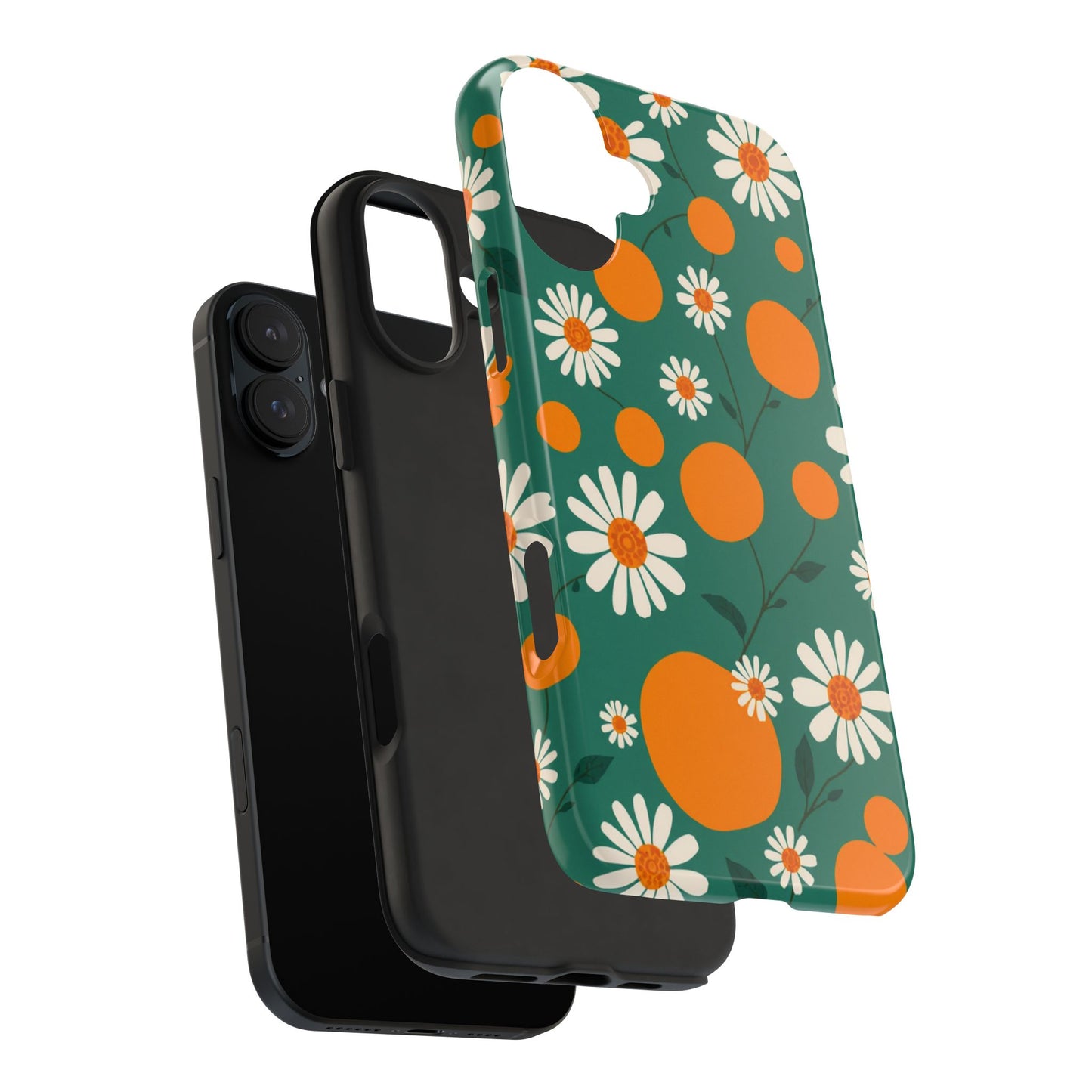 Floral Tough Phone Case - Daisy & Orange Design