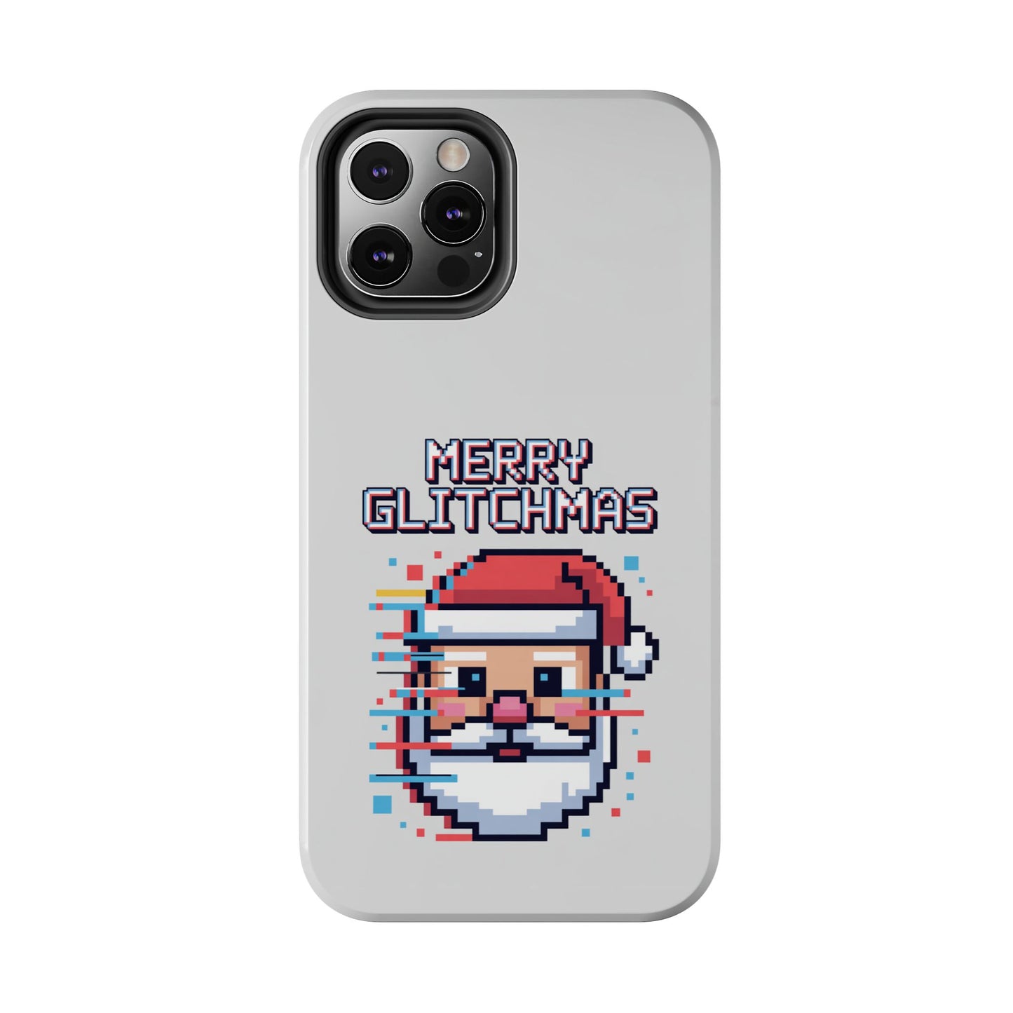 Merry Glitchmas Phone Case - Christmas Pixel Art Design for iPhone