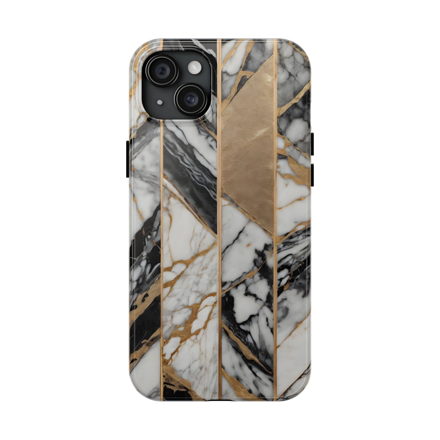 Marble Lines Tough Phone Case with Gold Accents - for iPhone
