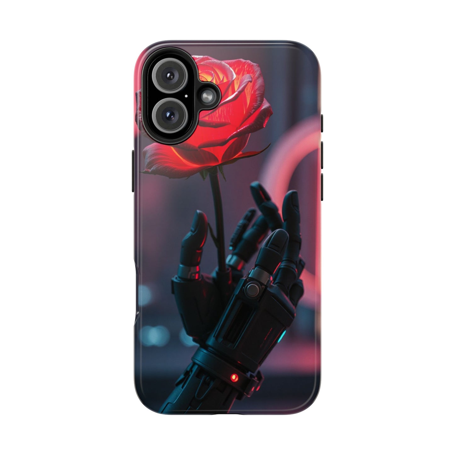 Futuristic Tough Phone Case with Robotic Rose Design | Durable Protection