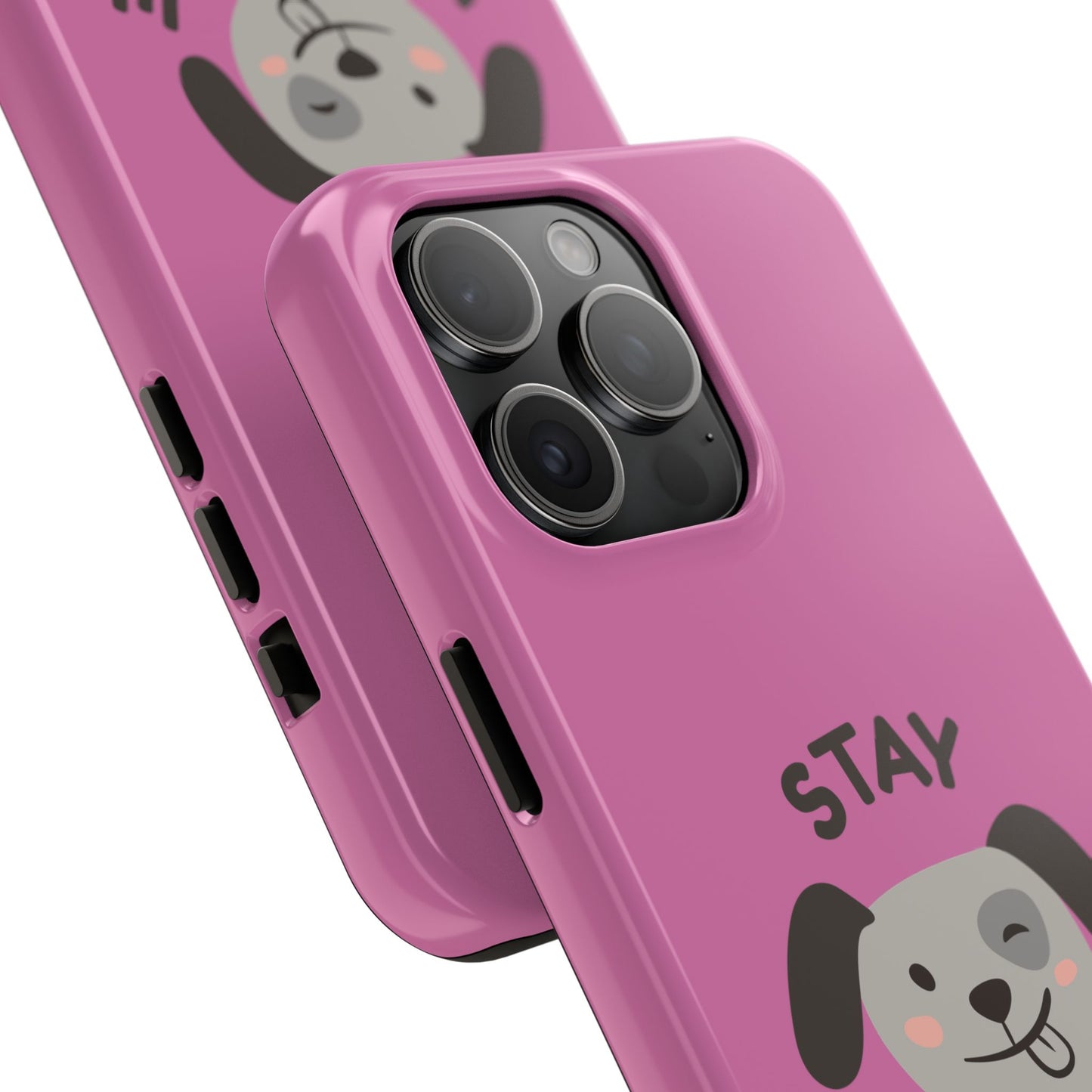 Pink Stay Pawsitive Tough Phone Case - Dog Funny Design - for iPhone