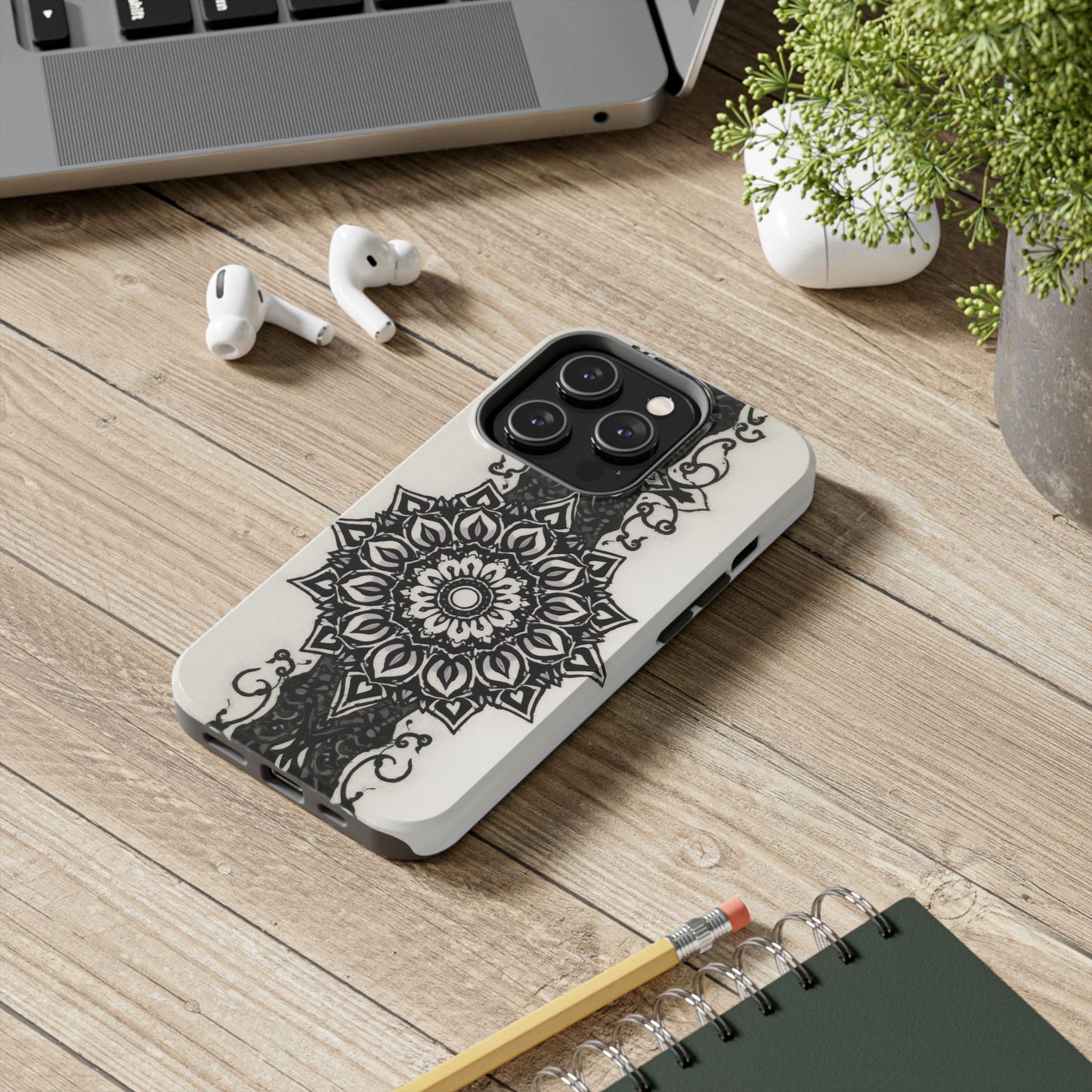 Stylish Tough Phone Cases with Dark Mandala Design - Durable and Unique Protection - for iPhone