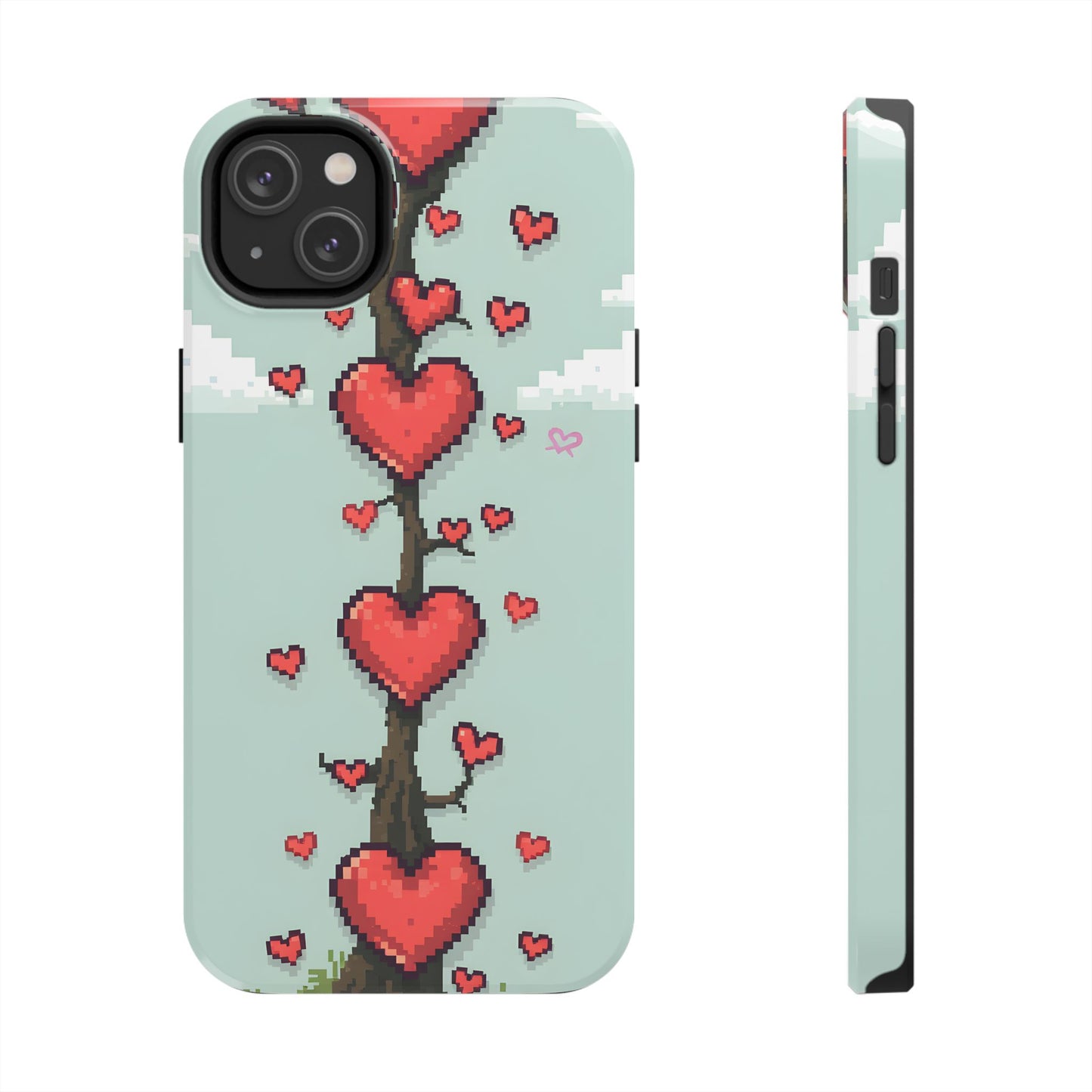 Pixelated Love Hearts Tree | Tough Phone Case - Cute Design - for iPhone
