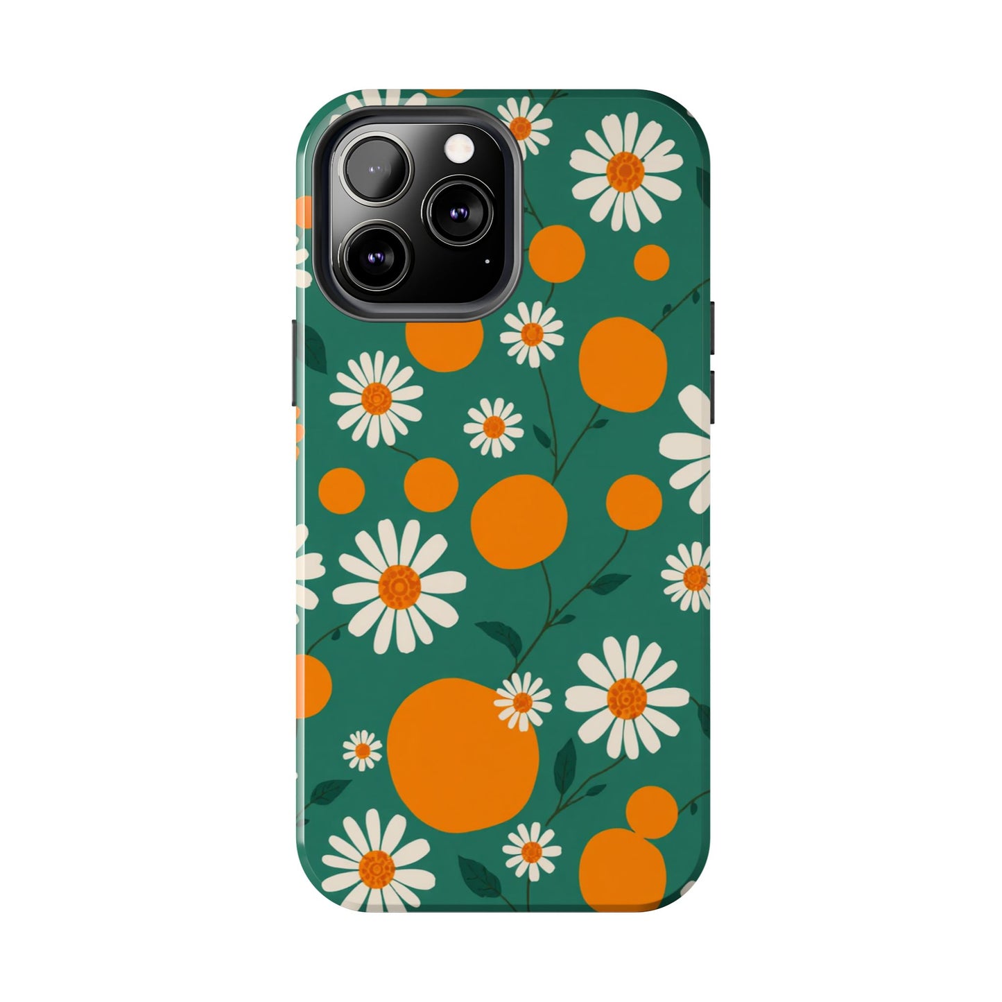 Floral Tough Phone Case - Daisy & Orange Design