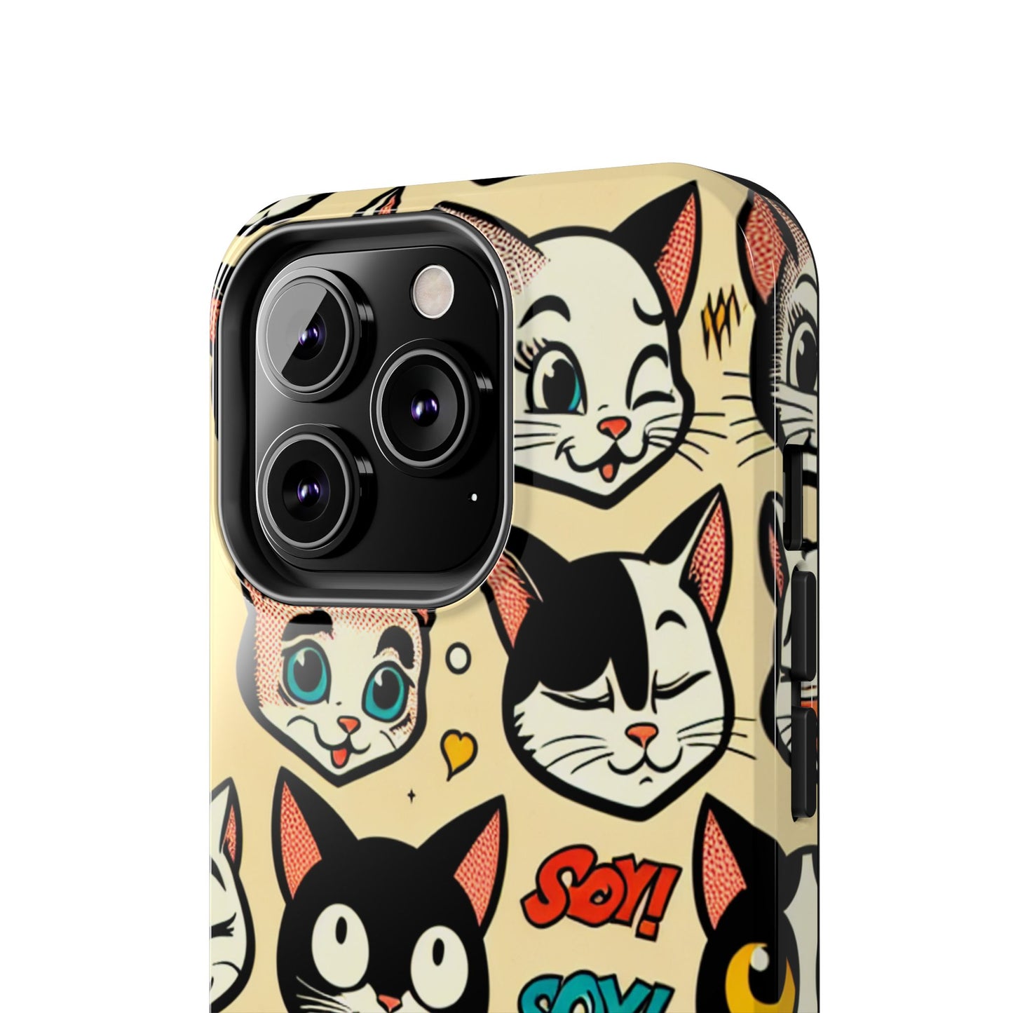 Playful Cat-Themed Tough Phone Case - Pet Pattern - for iPhone