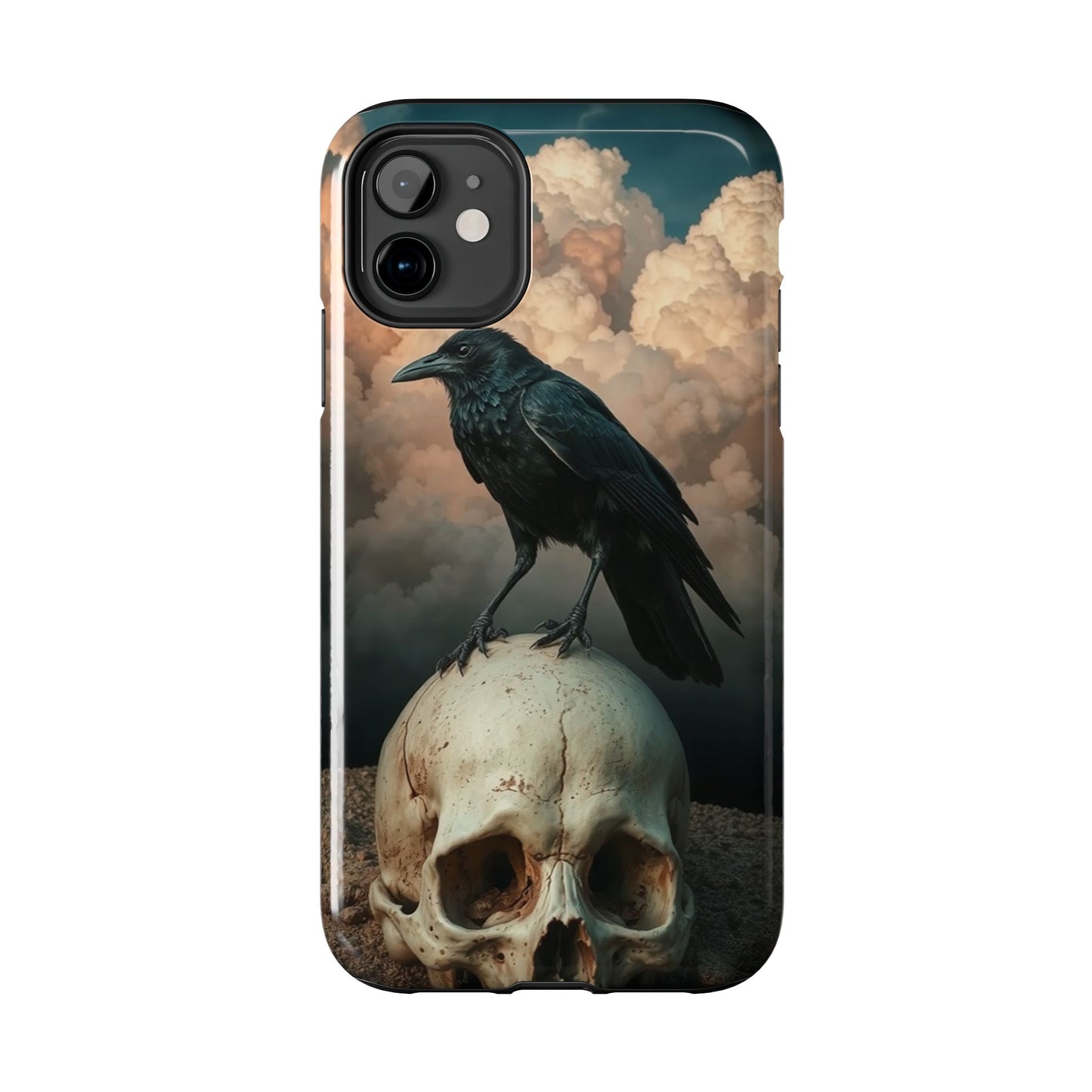 Gothic Raven Skull Tough Phone Case - Unique Protective Cover for Halloween Lovers