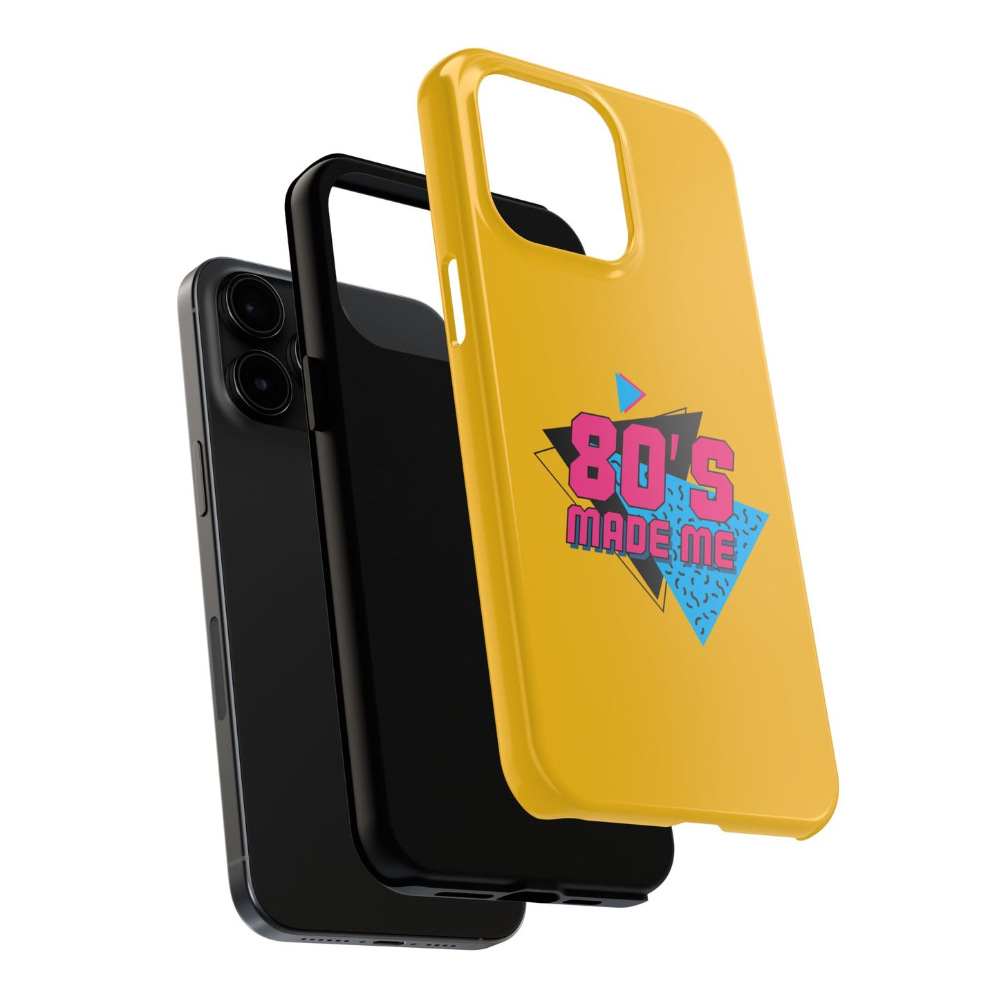 80's Made Me Tough Phone Case - Retro Yellow Silicone Cover - for iPhone