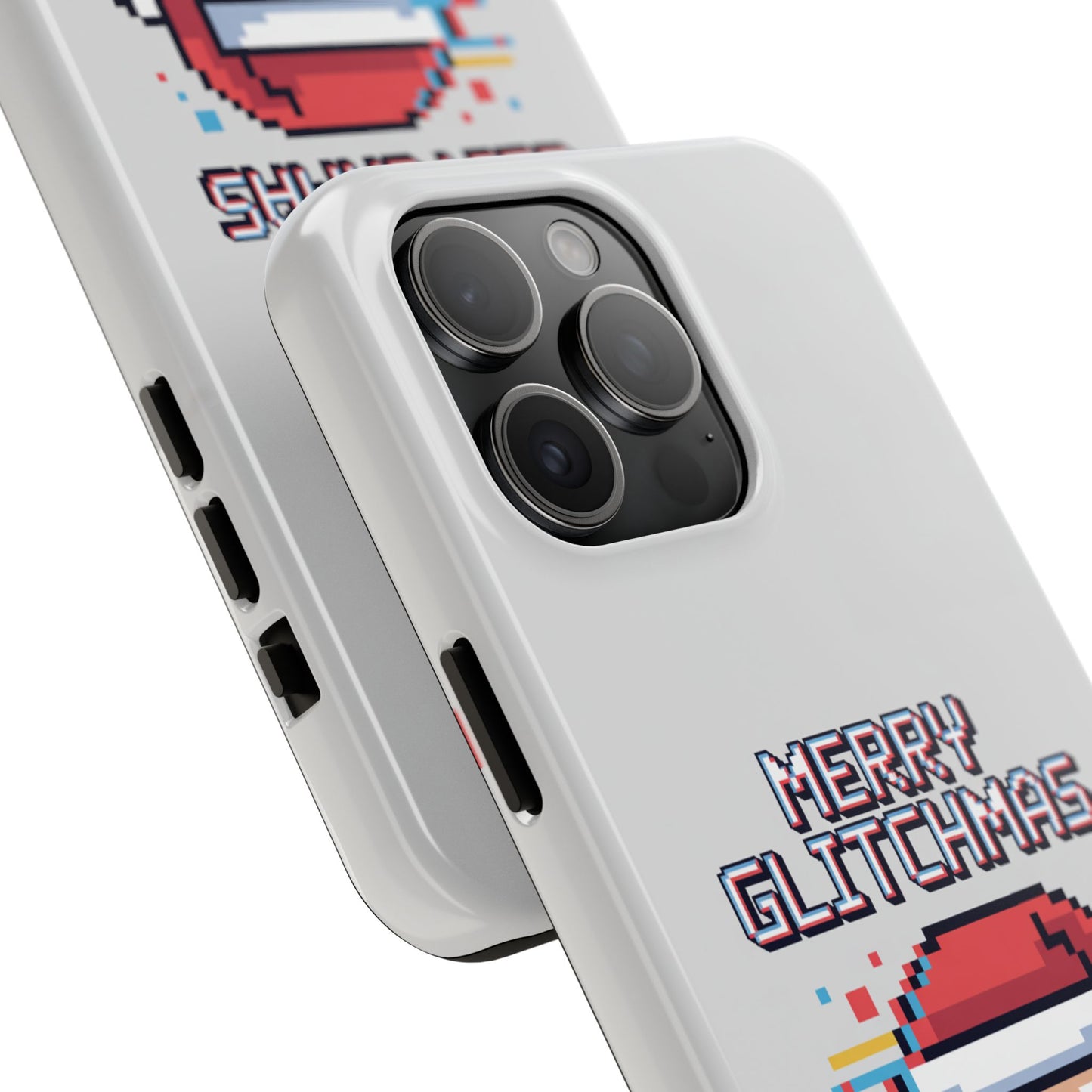 Merry Glitchmas Phone Case - Christmas Pixel Art Design for iPhone