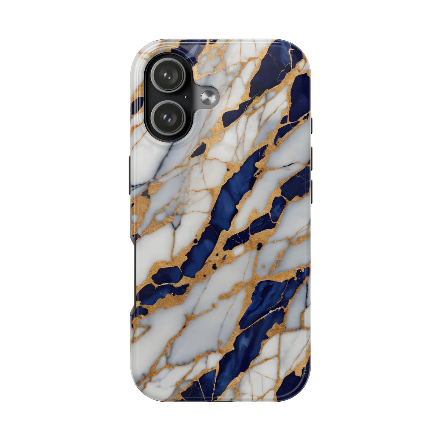 Stunning Marble Tough Phone Case - Elegant Blue & Gold Design Stylish Protection - for iPhone