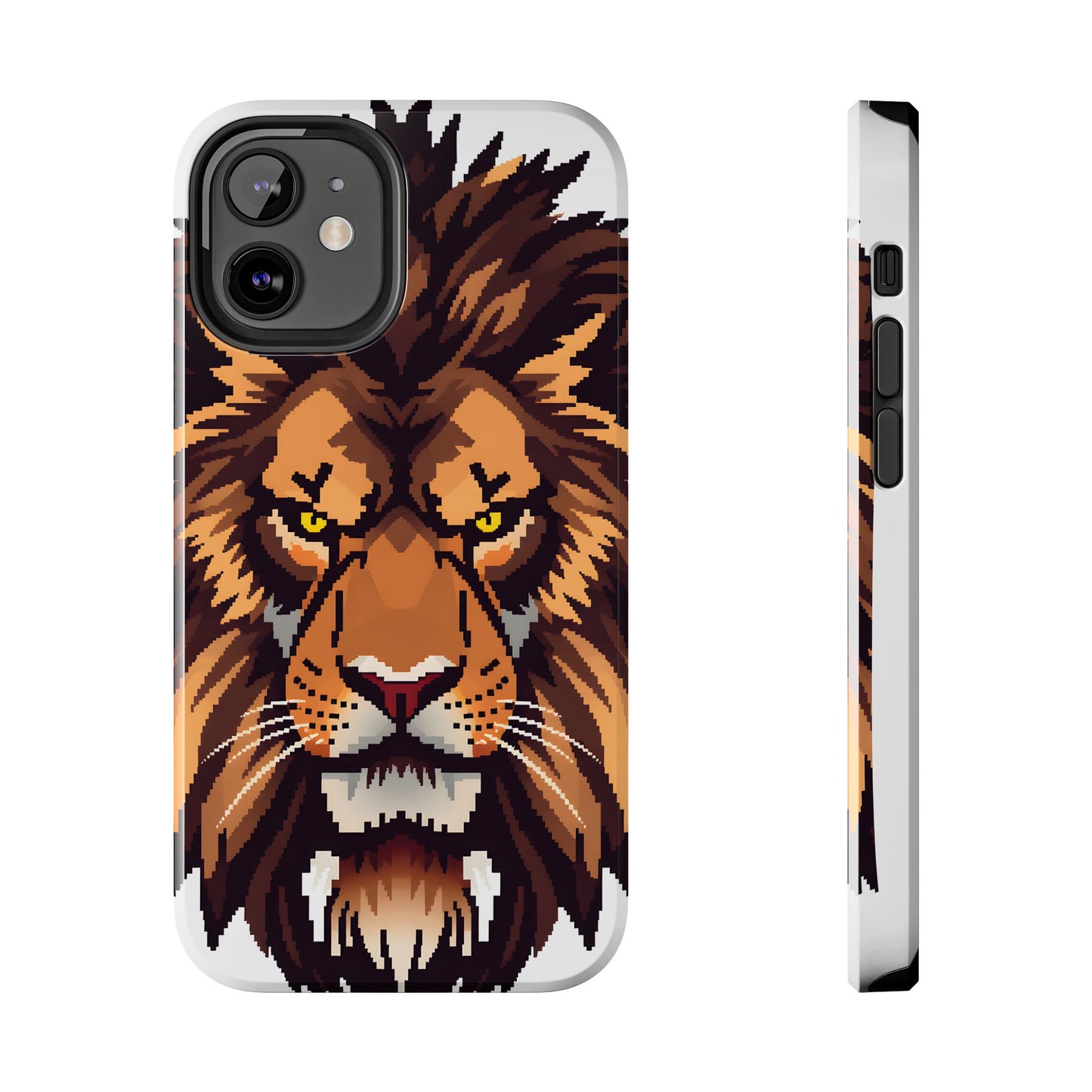 Fierce Pixelated Lion Tough Phone Case - Durable Design for Animal Lovers - for iPhone
