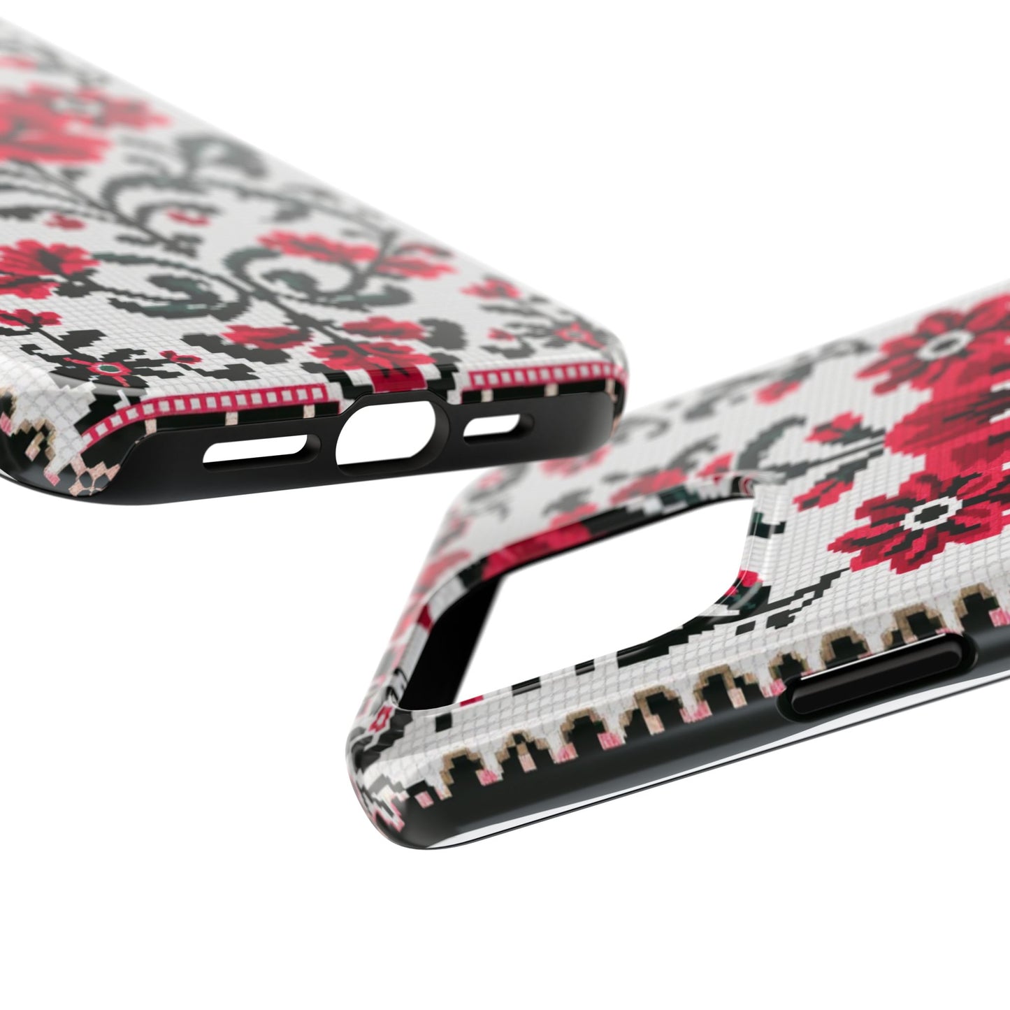 Traditional Floral Knit Tough Phone Cases - Durable Protection with Vintage Style - for iPhone