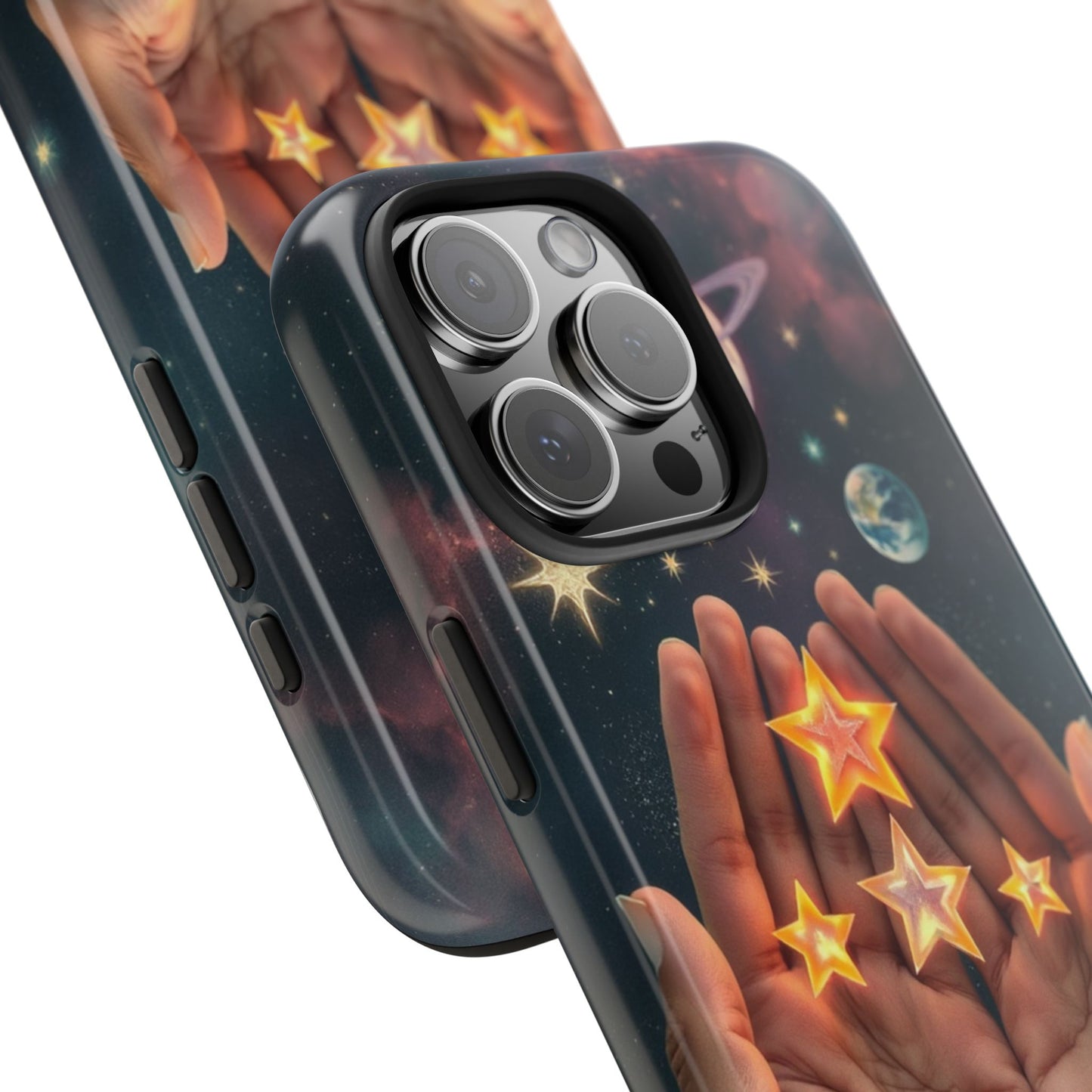 Galaxy Hands Tough Phone Case - Celestial Design for Star Lovers