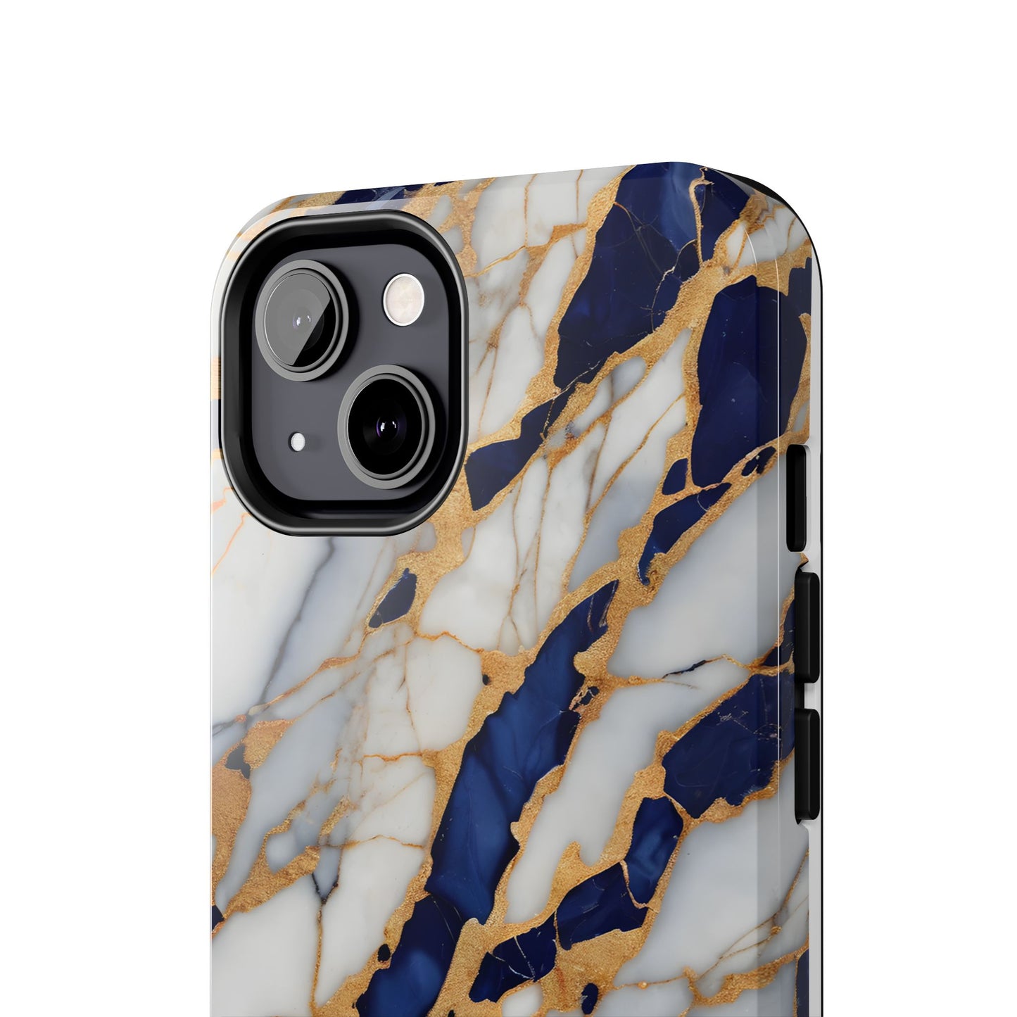 Stunning Marble Tough Phone Case - Elegant Blue & Gold Design Stylish Protection - for iPhone