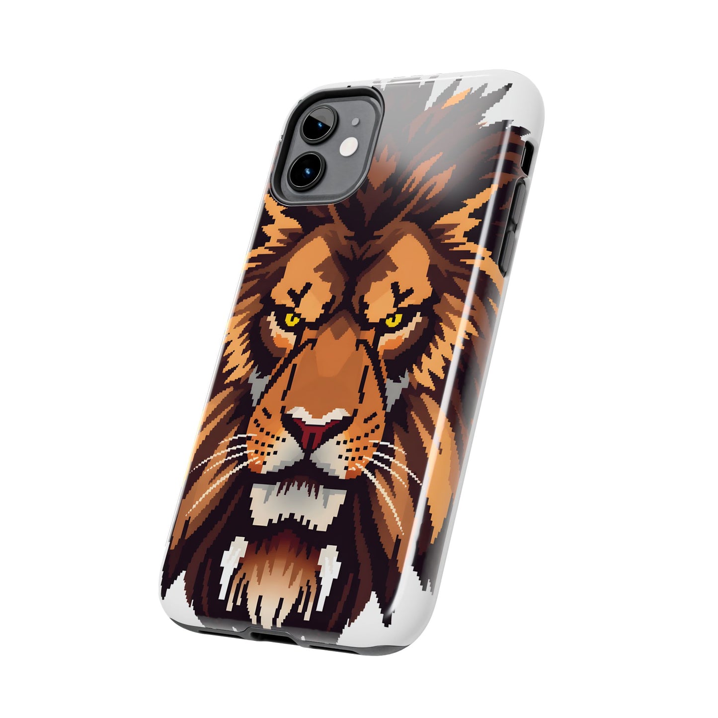 Fierce Pixelated Lion Tough Phone Case - Durable Design for Animal Lovers - for iPhone