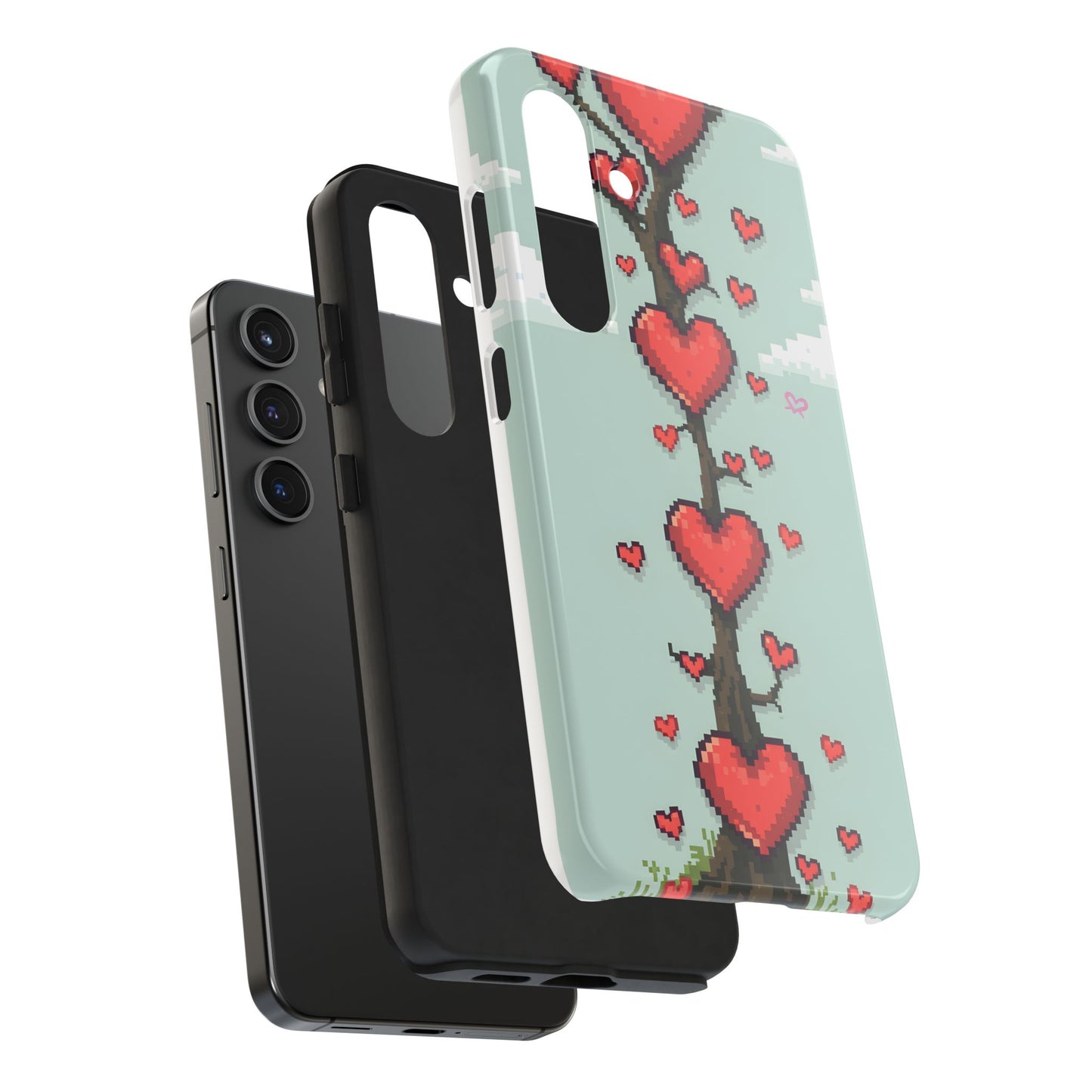 Pixelated Love Hearts Tree | Tough Phone Case - Cute Design - for iPhone