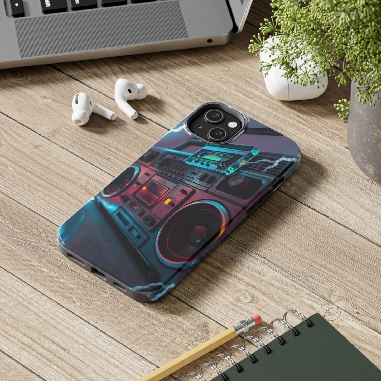 Retro Boombox Tough Phone Case – Vibrant Protection for Music Lovers