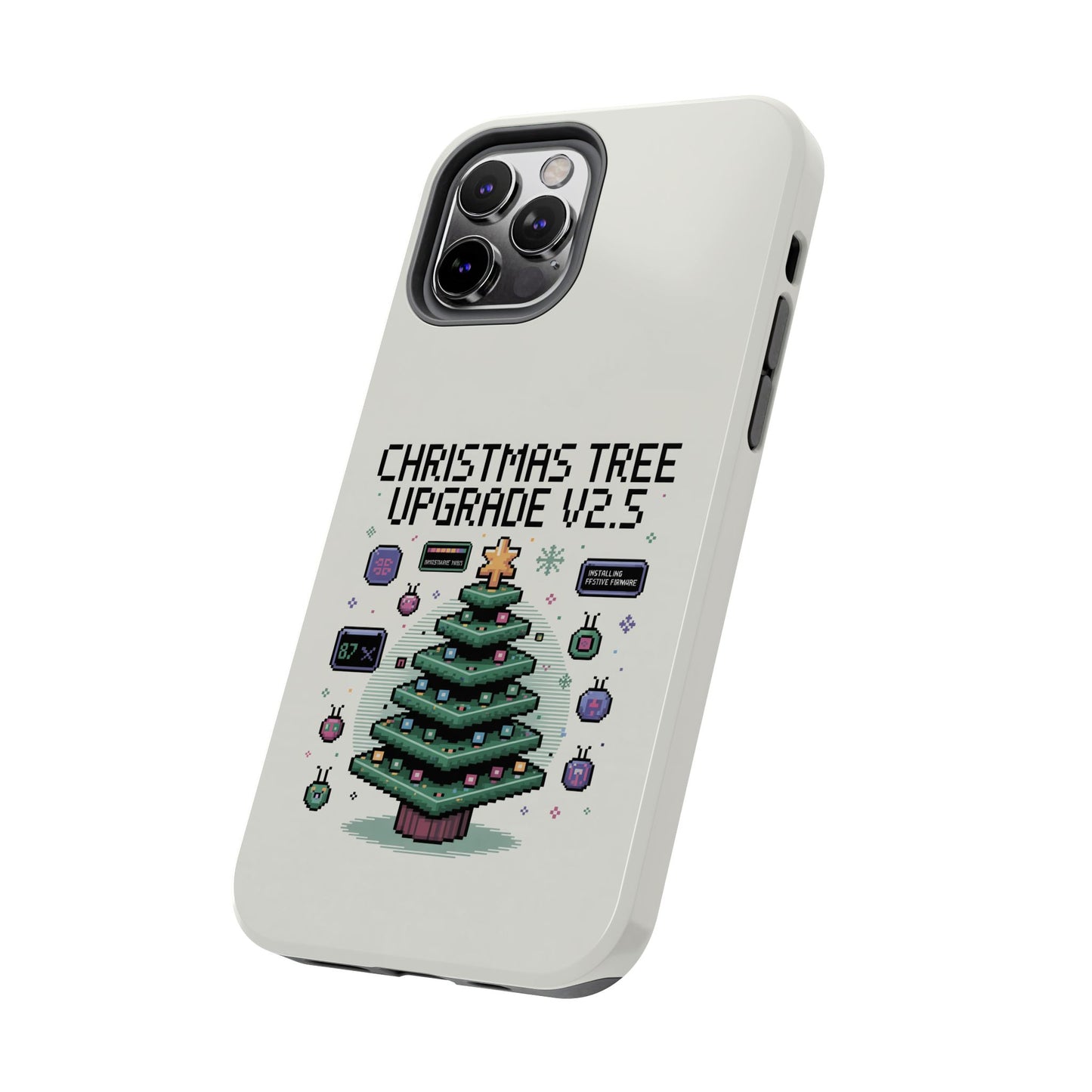 Christmas Tree Upgrade Tough iPhone Case - Pixel Art Design