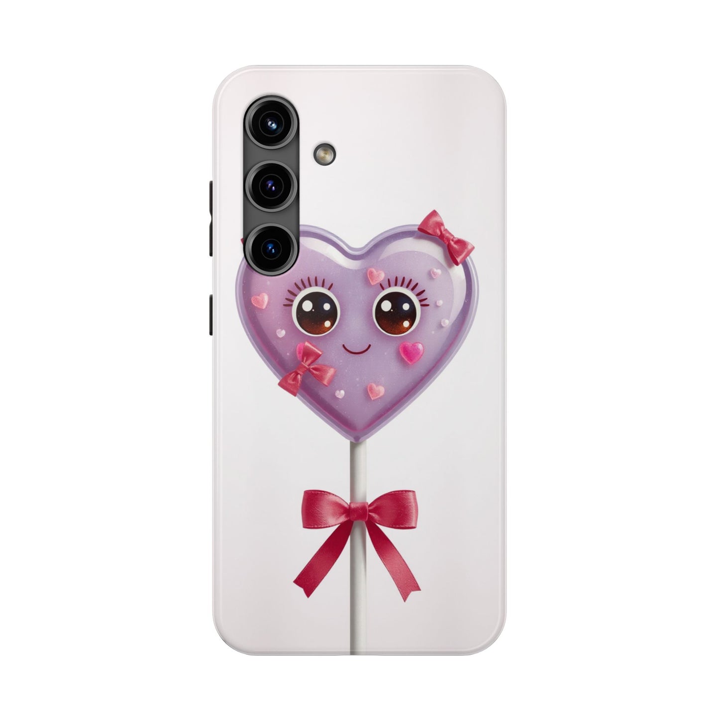 Cute Heart Lollipop Tough Phone Case - Adorable Protection for Candy Lovers