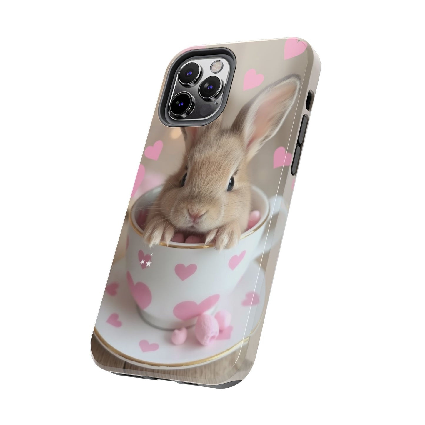 Adorable Bunny Phone Case with Heart Design - Cute Gift for Animal Lovers