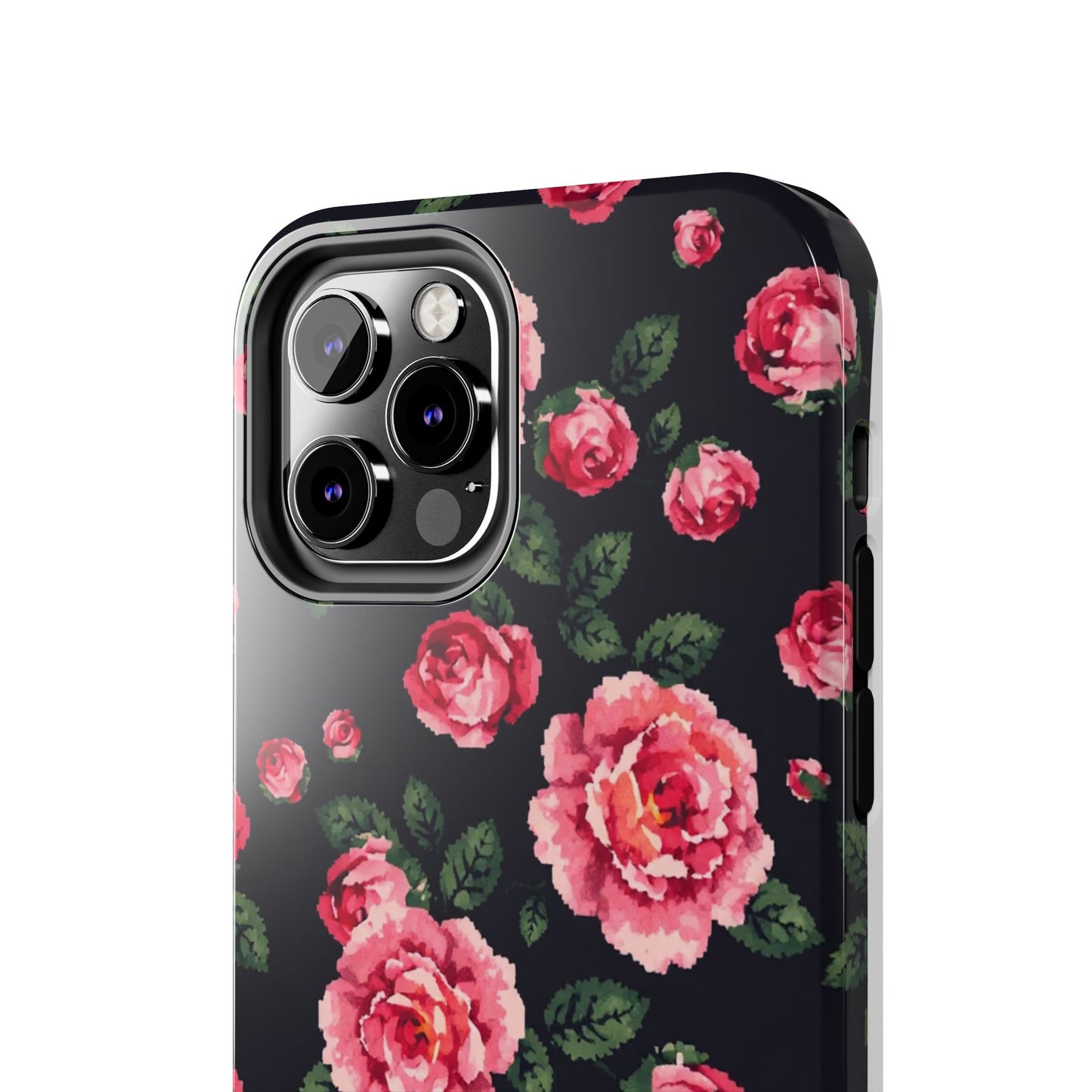 Pixelated Floral Tough Phone Case - Elegant Rose Design for Protection & Style - for iPhone