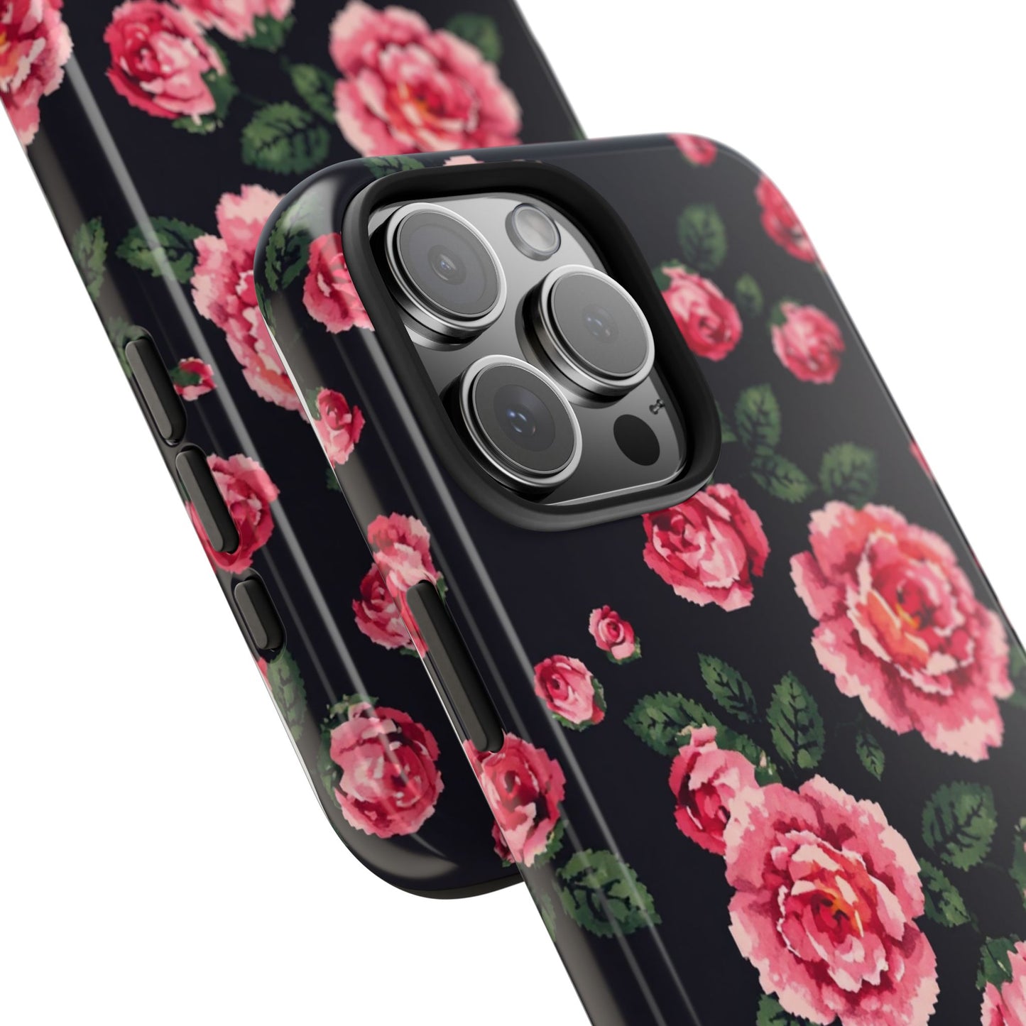Pixelated Floral Tough Phone Case - Elegant Rose Design for Protection & Style - for iPhone